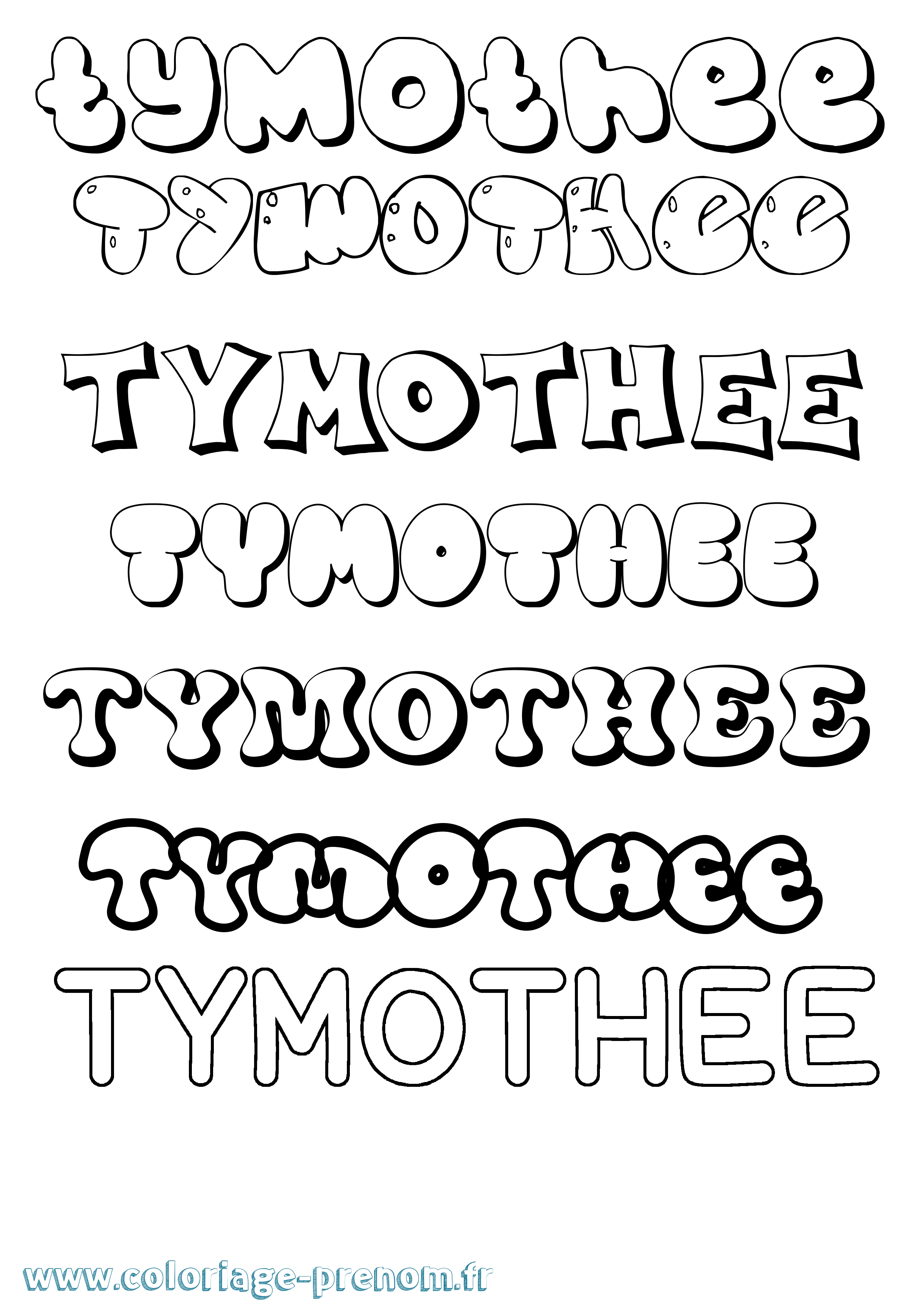 Coloriage prénom Tymothee Bubble