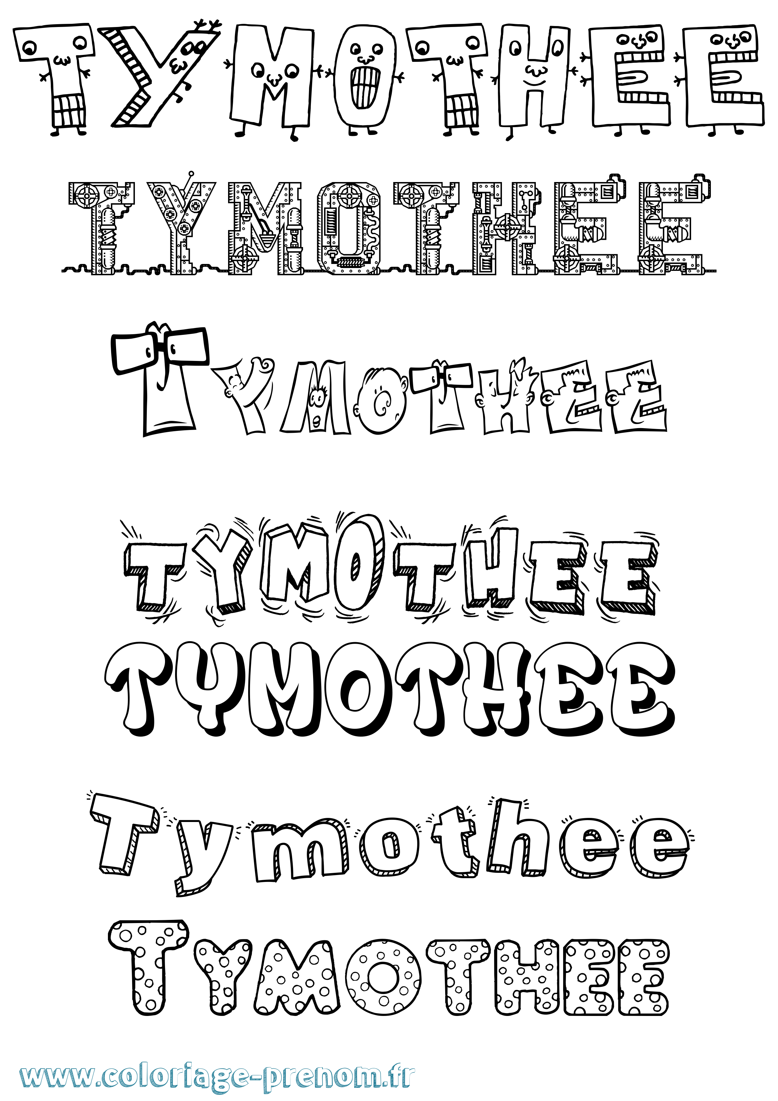 Coloriage prénom Tymothee Fun