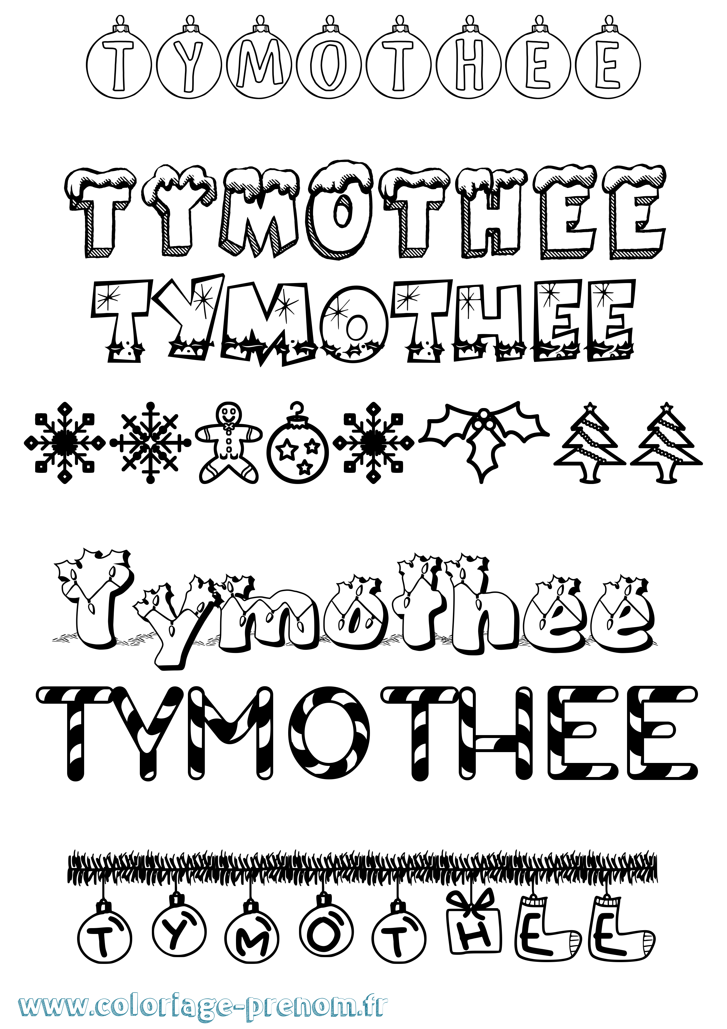 Coloriage prénom Tymothee Noël