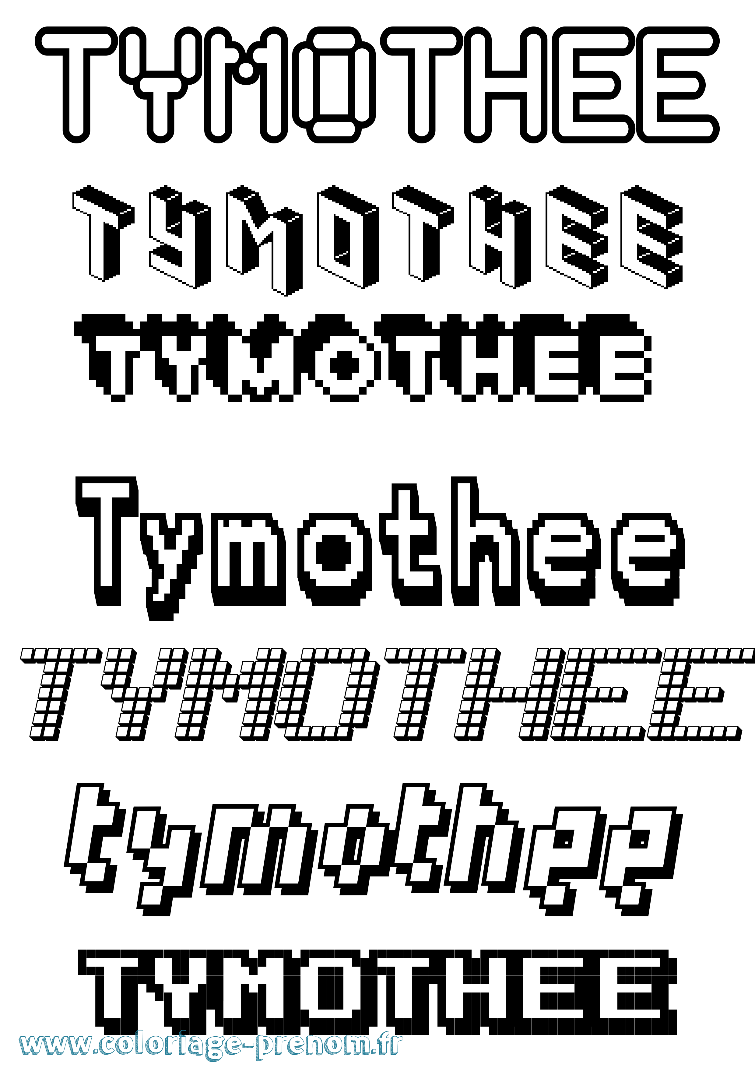 Coloriage prénom Tymothee Pixel