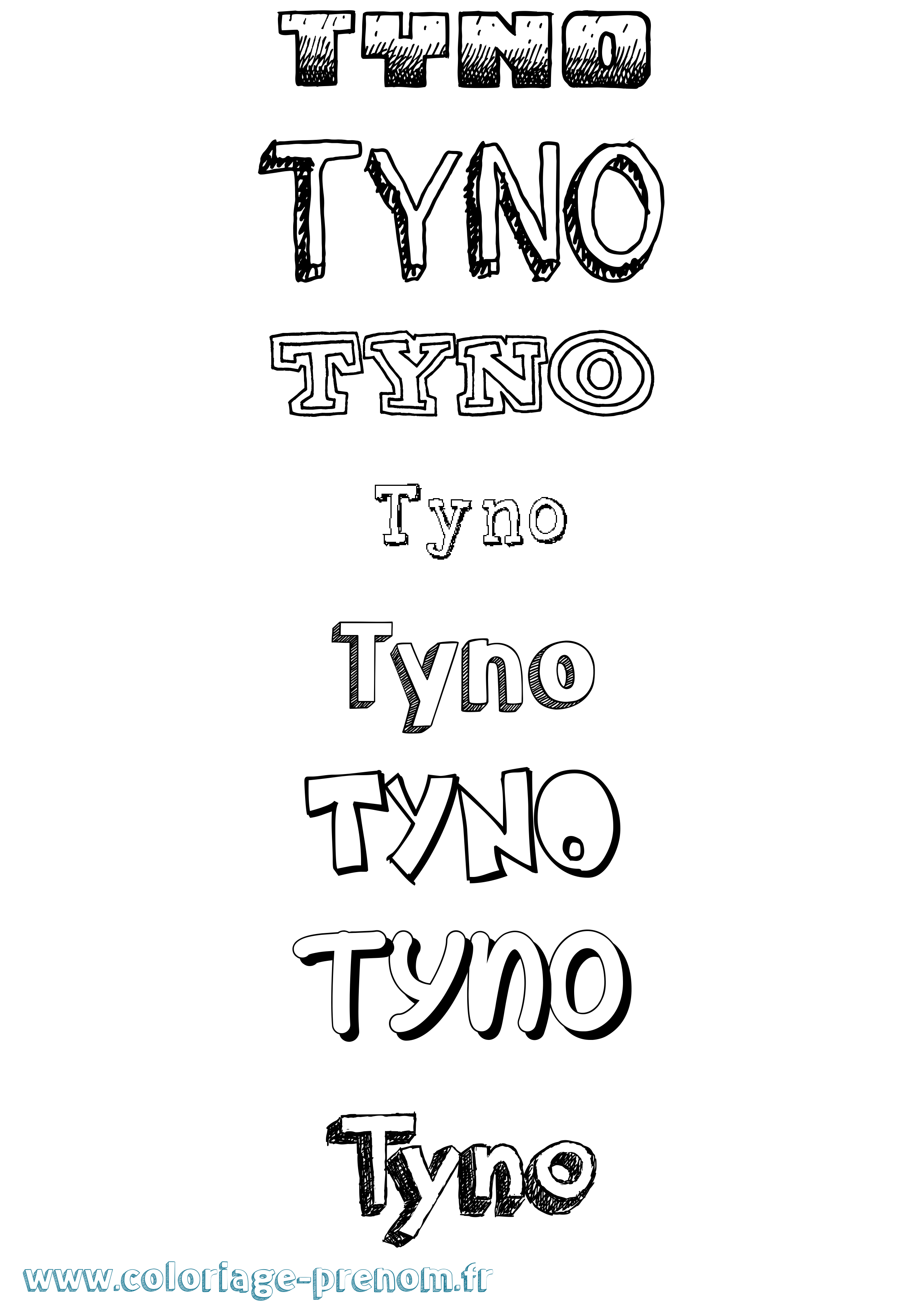 Coloriage prénom Tyno Dessiné