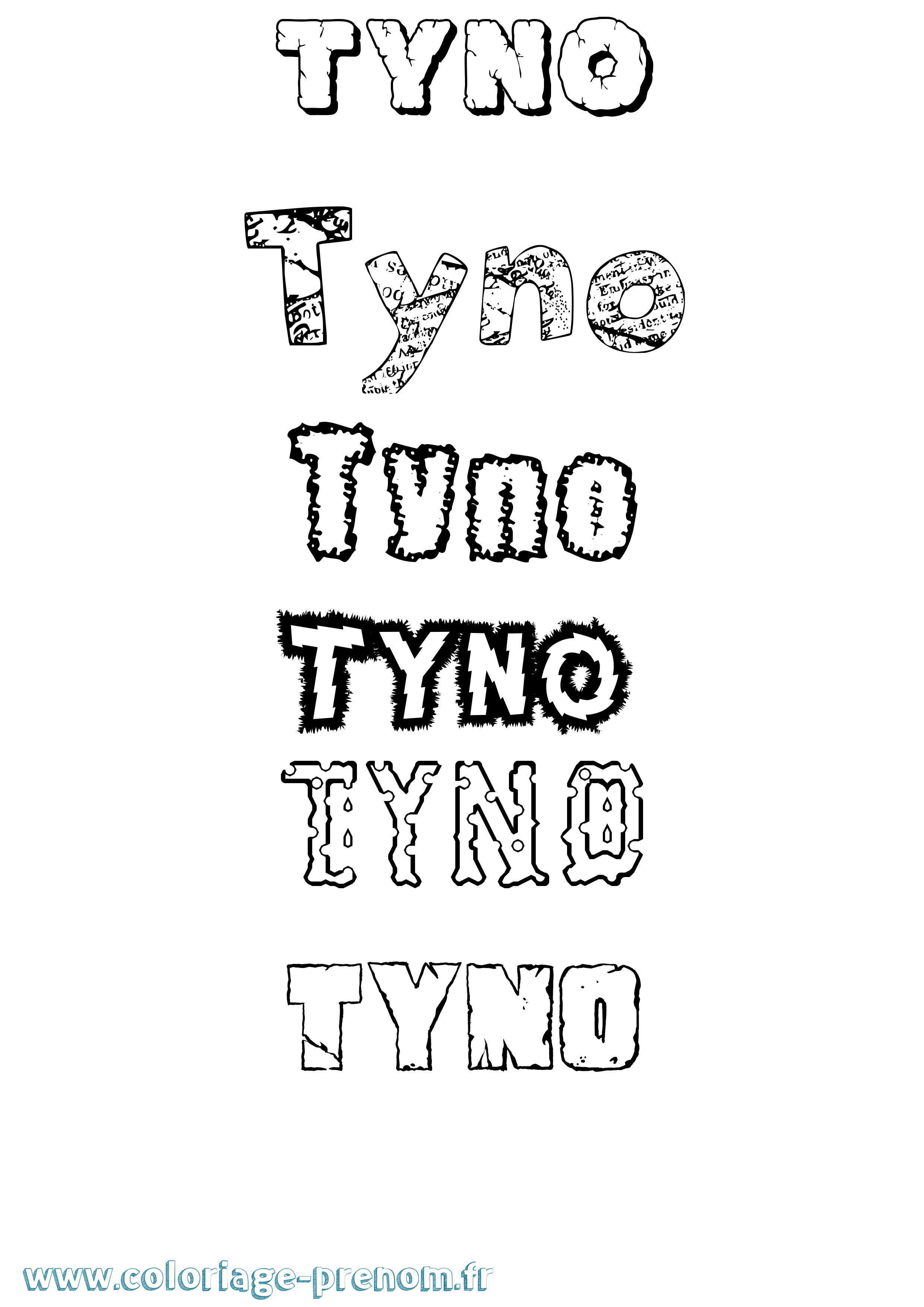 Coloriage prénom Tyno Destructuré