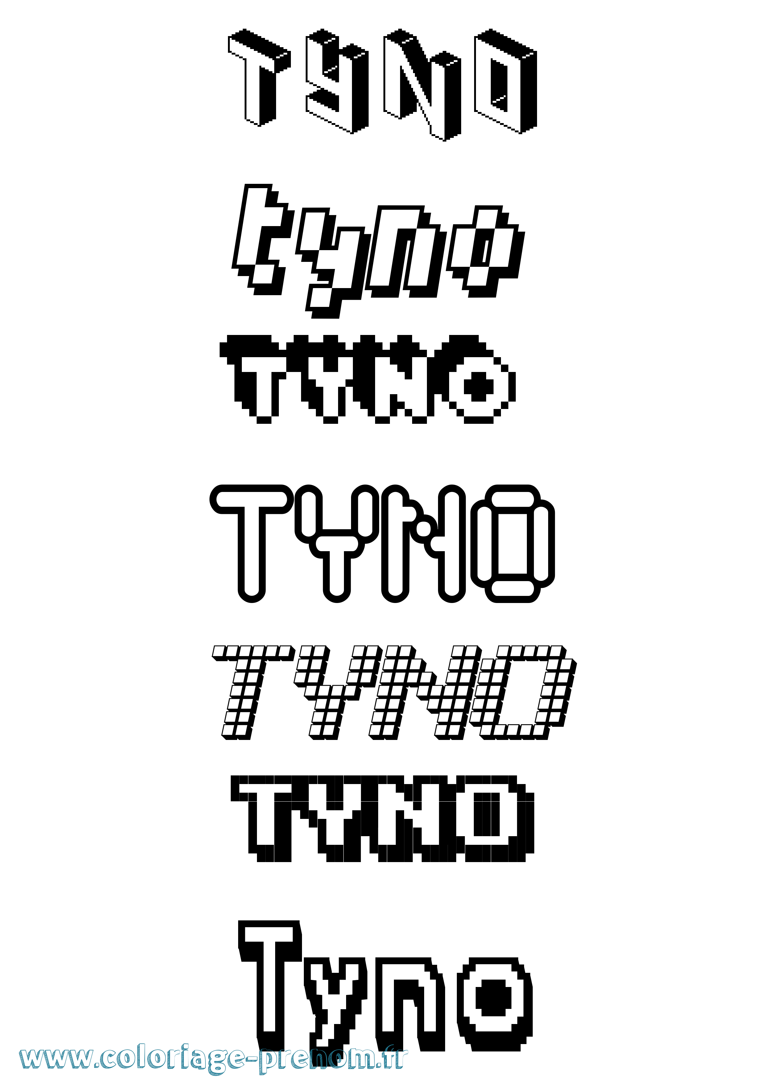 Coloriage prénom Tyno Pixel