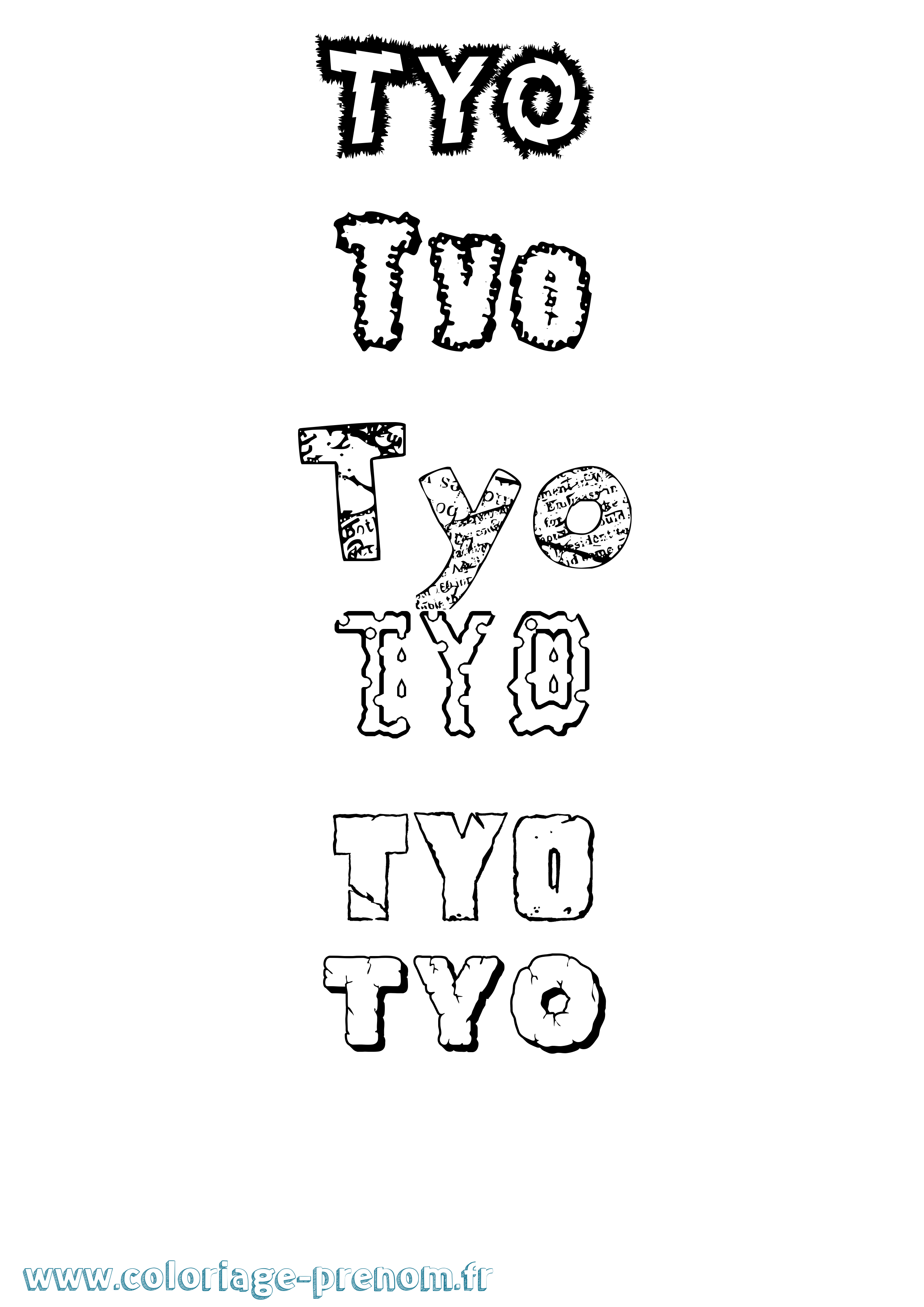 Coloriage Tyo Destructuré Coloriage prénom Tyo Destructuré