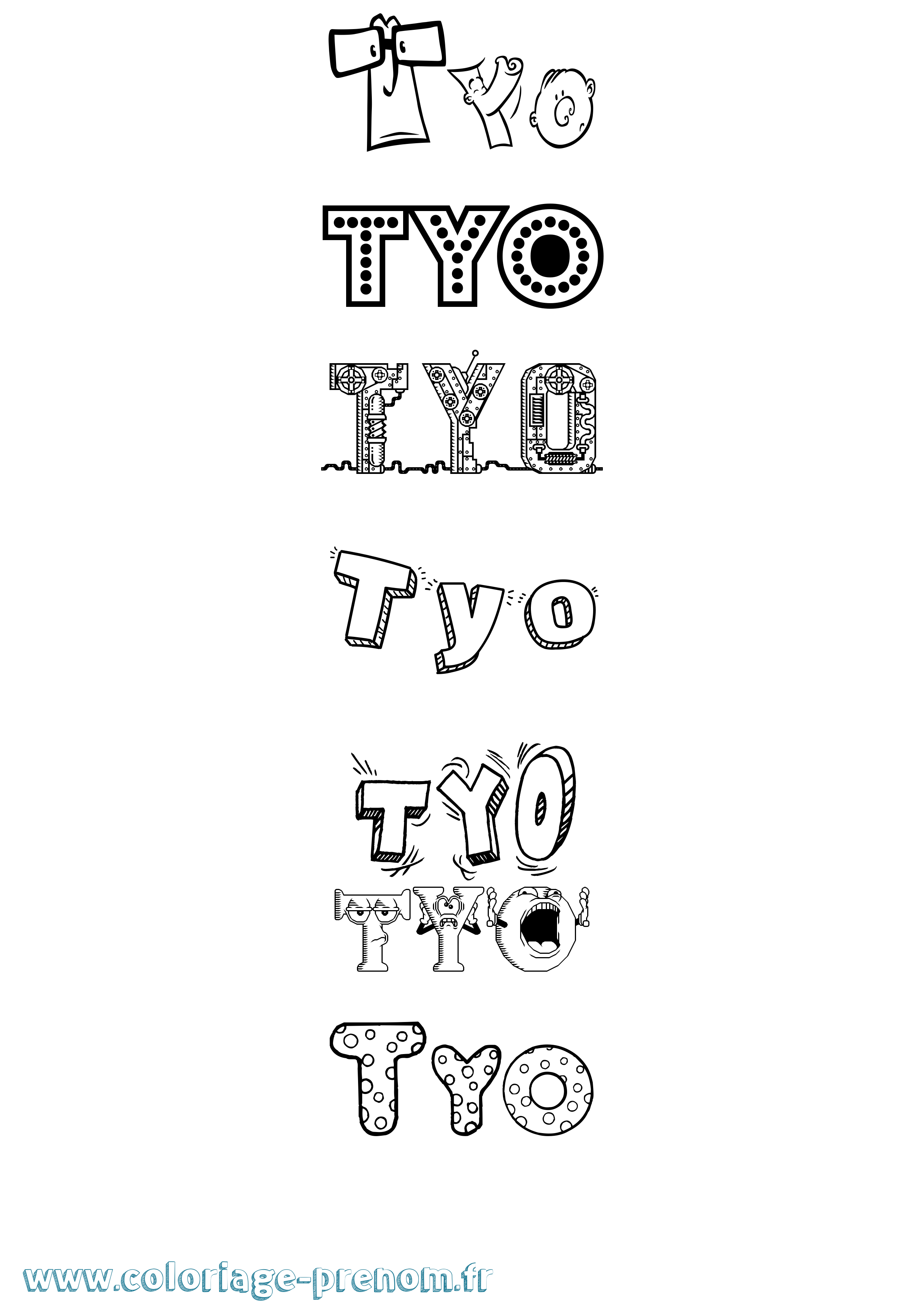 Coloriage Tyo Fun Coloriage prénom Tyo Fun
