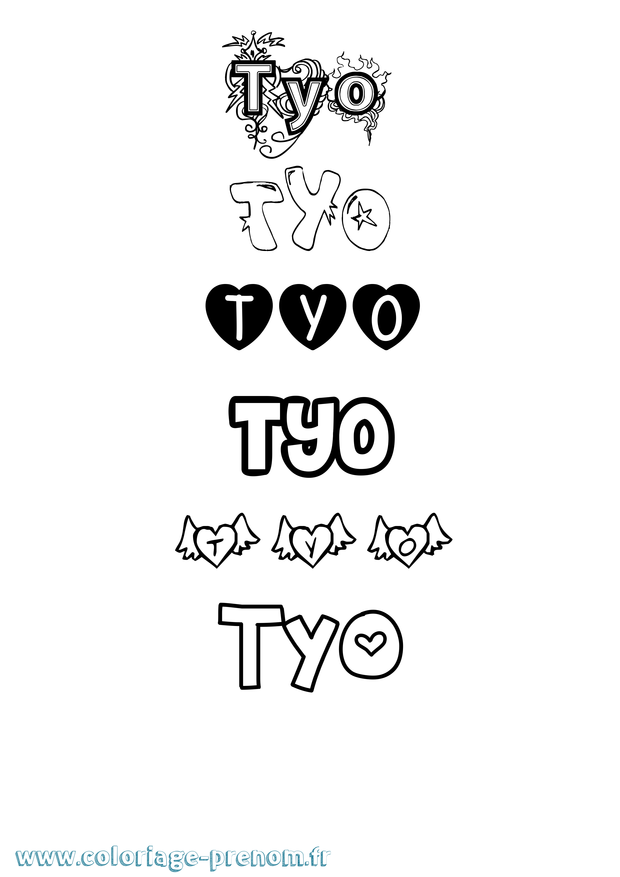 Coloriage Tyo Girly Coloriage prénom Tyo Girly