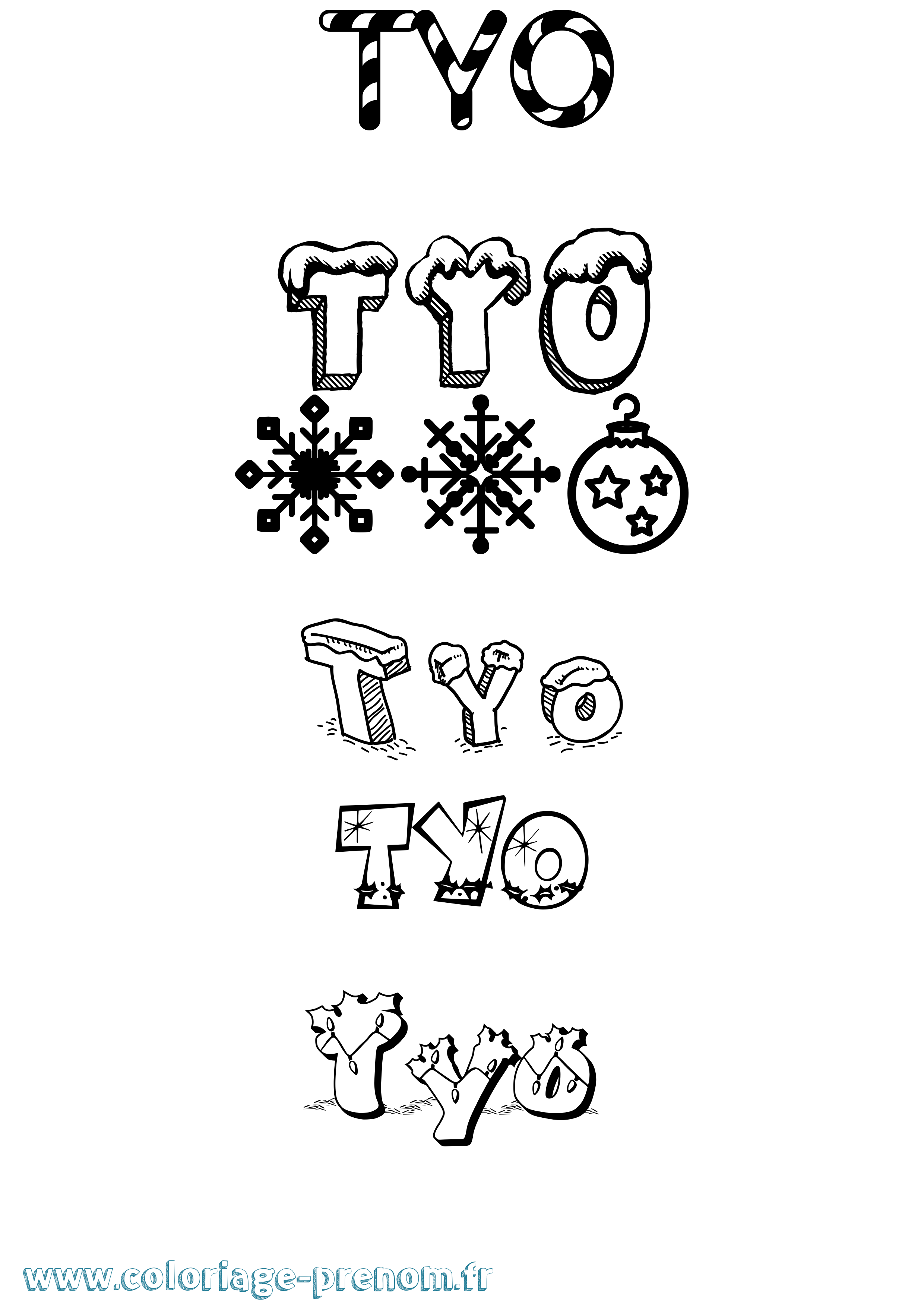 Coloriage Tyo Noël Coloriage prénom Tyo Noël