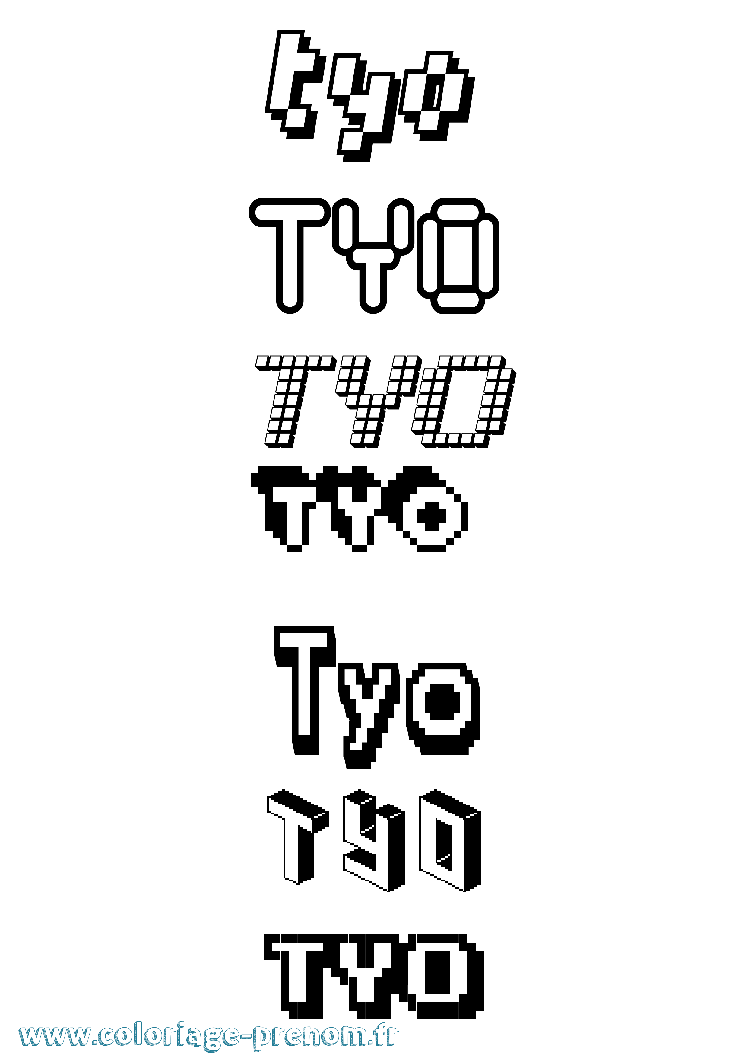 Coloriage Tyo Pixel Coloriage prénom Tyo Pixel