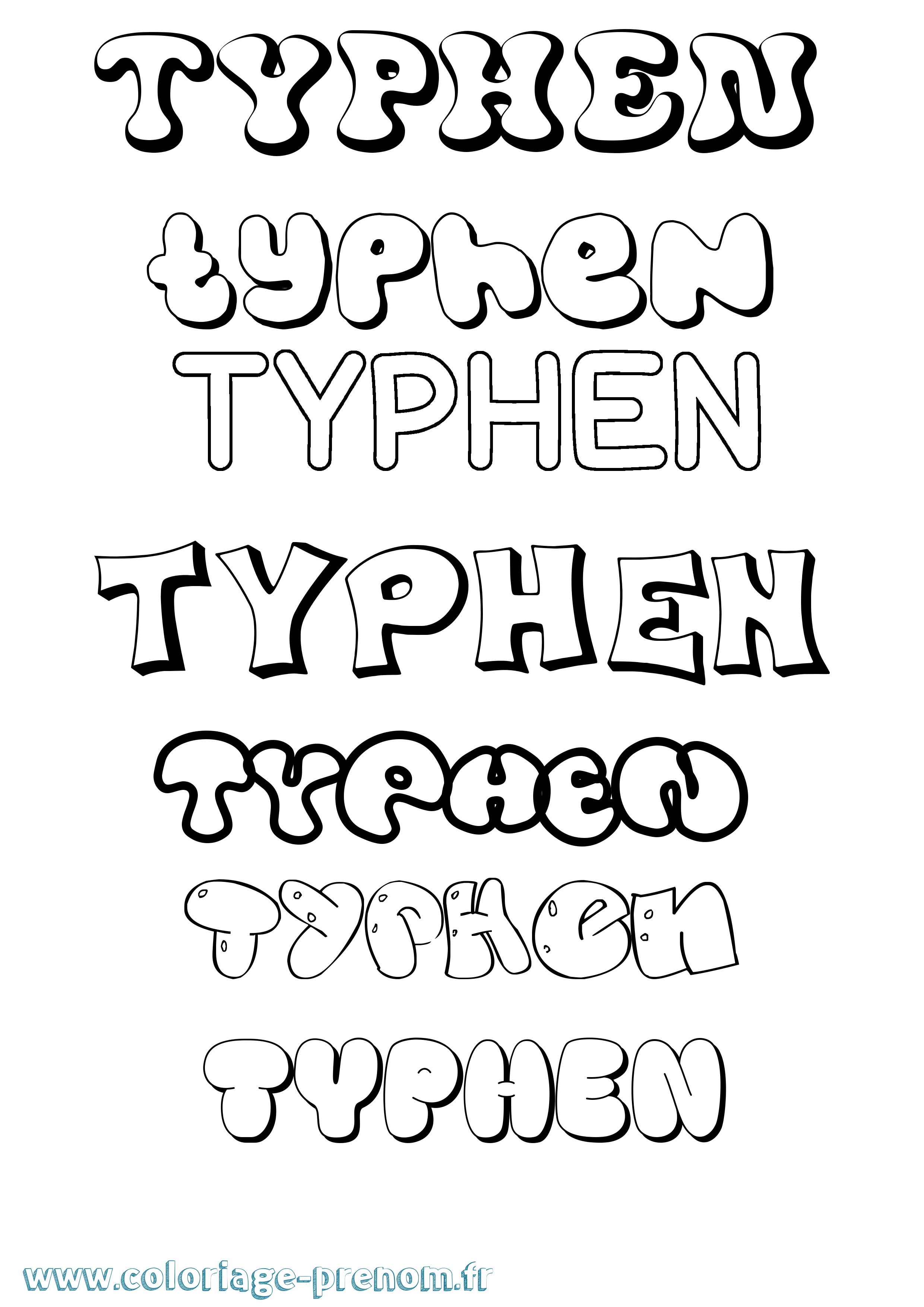 Coloriage Typhen Bubble Coloriage prénom Typhen Bubble