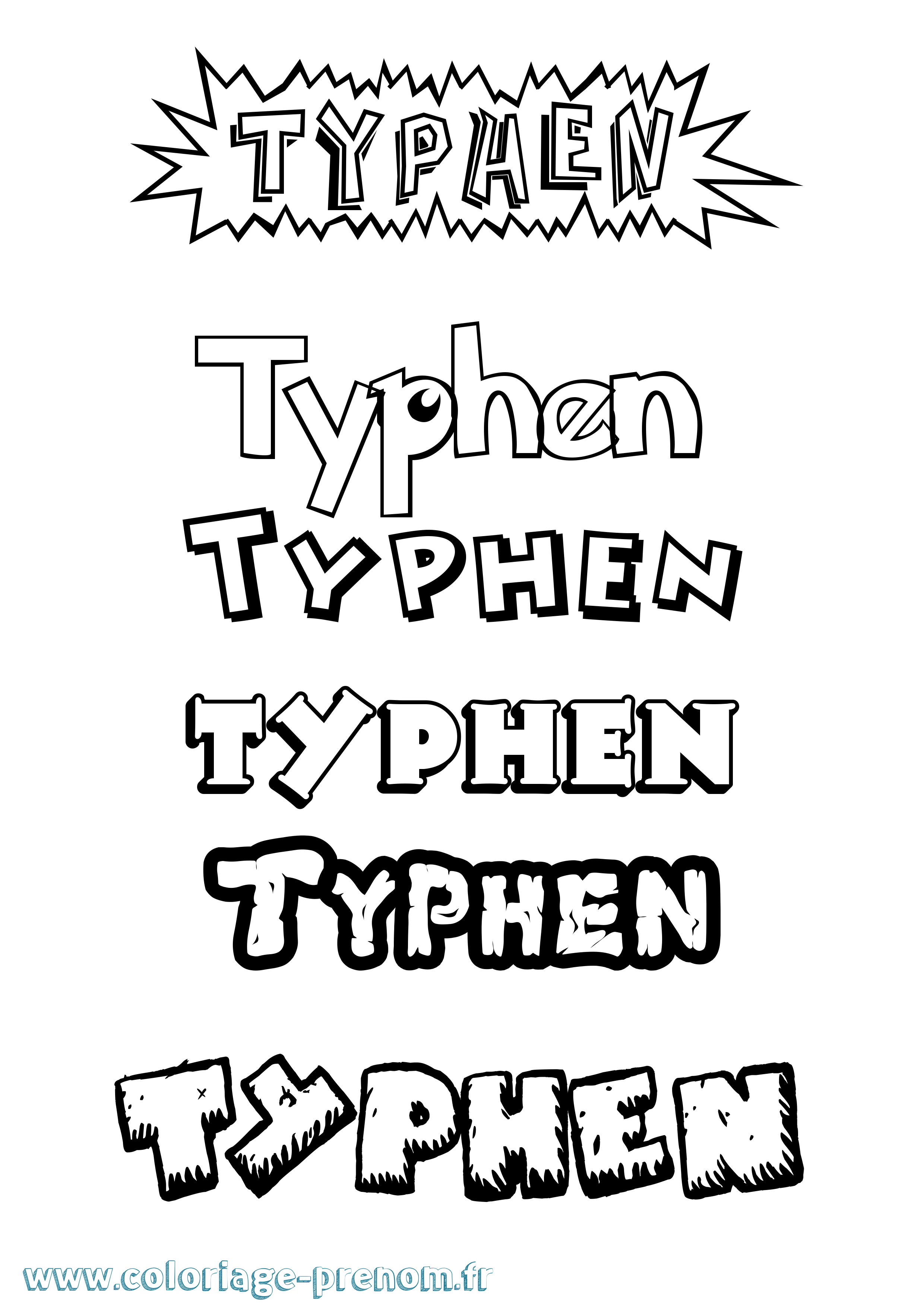 Coloriage Typhen Dessin Animé Coloriage prénom Typhen Dessin Animé