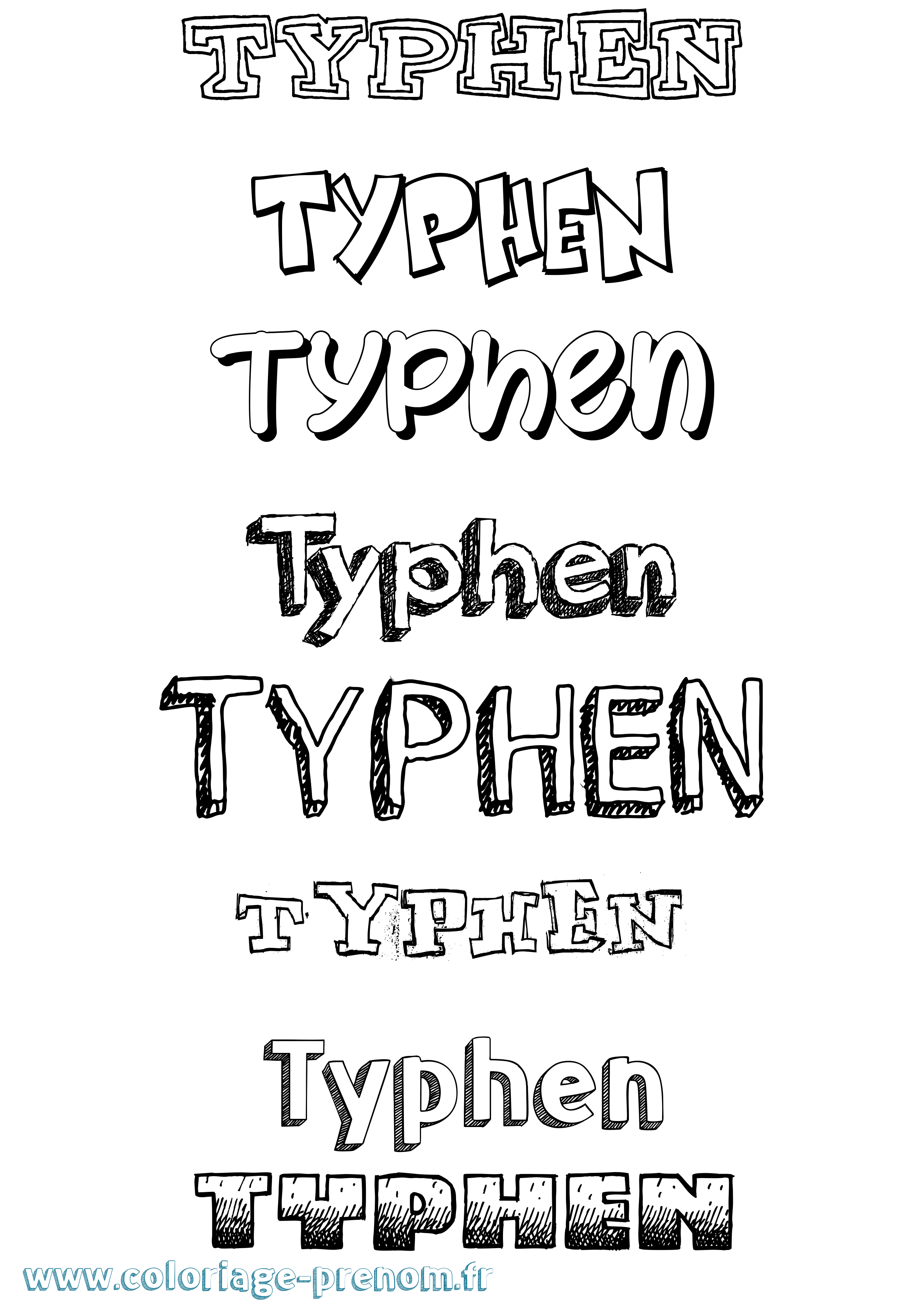 Coloriage Typhen Dessiné Coloriage prénom Typhen Dessiné