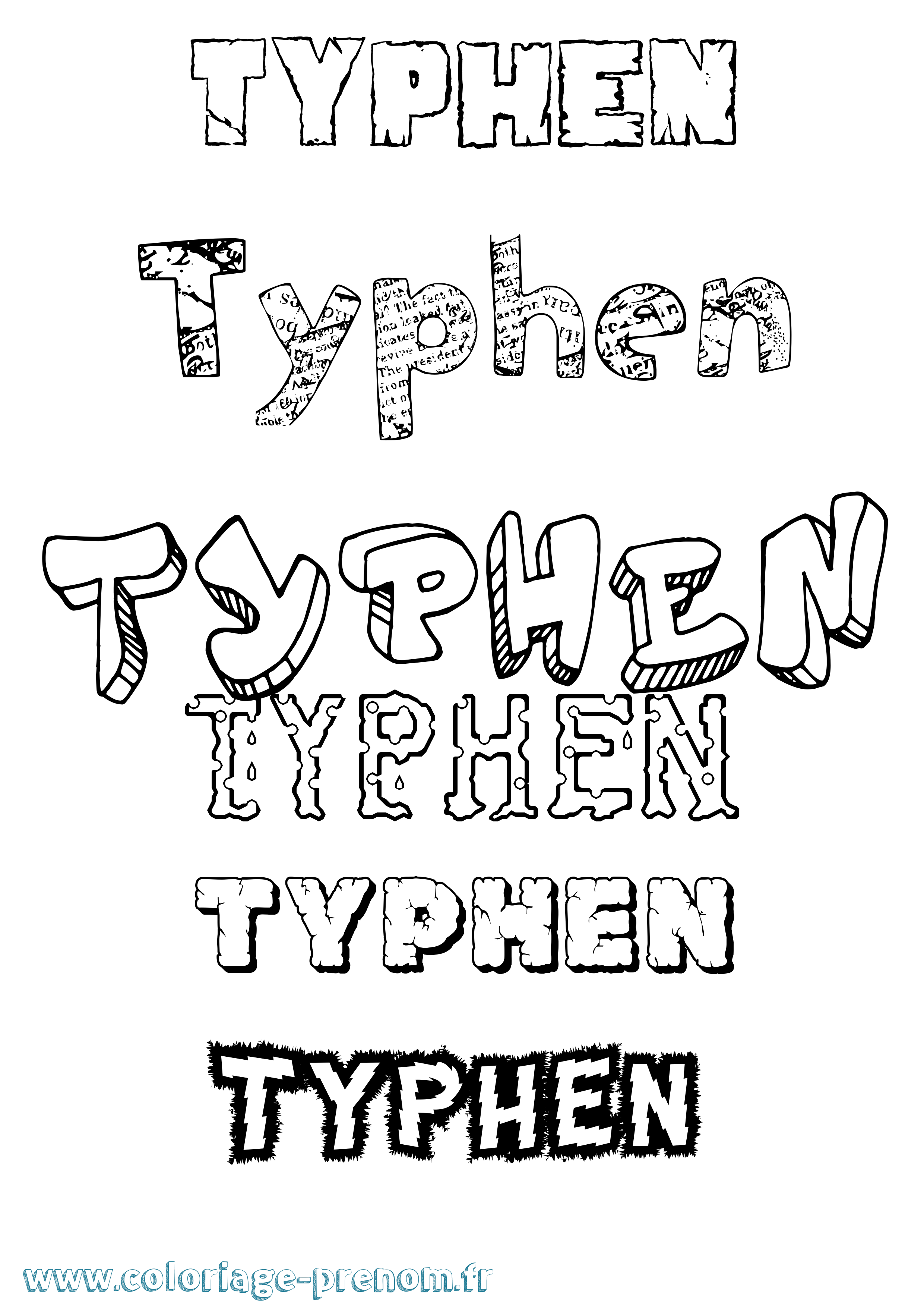 Coloriage Typhen Destructuré Coloriage prénom Typhen Destructuré