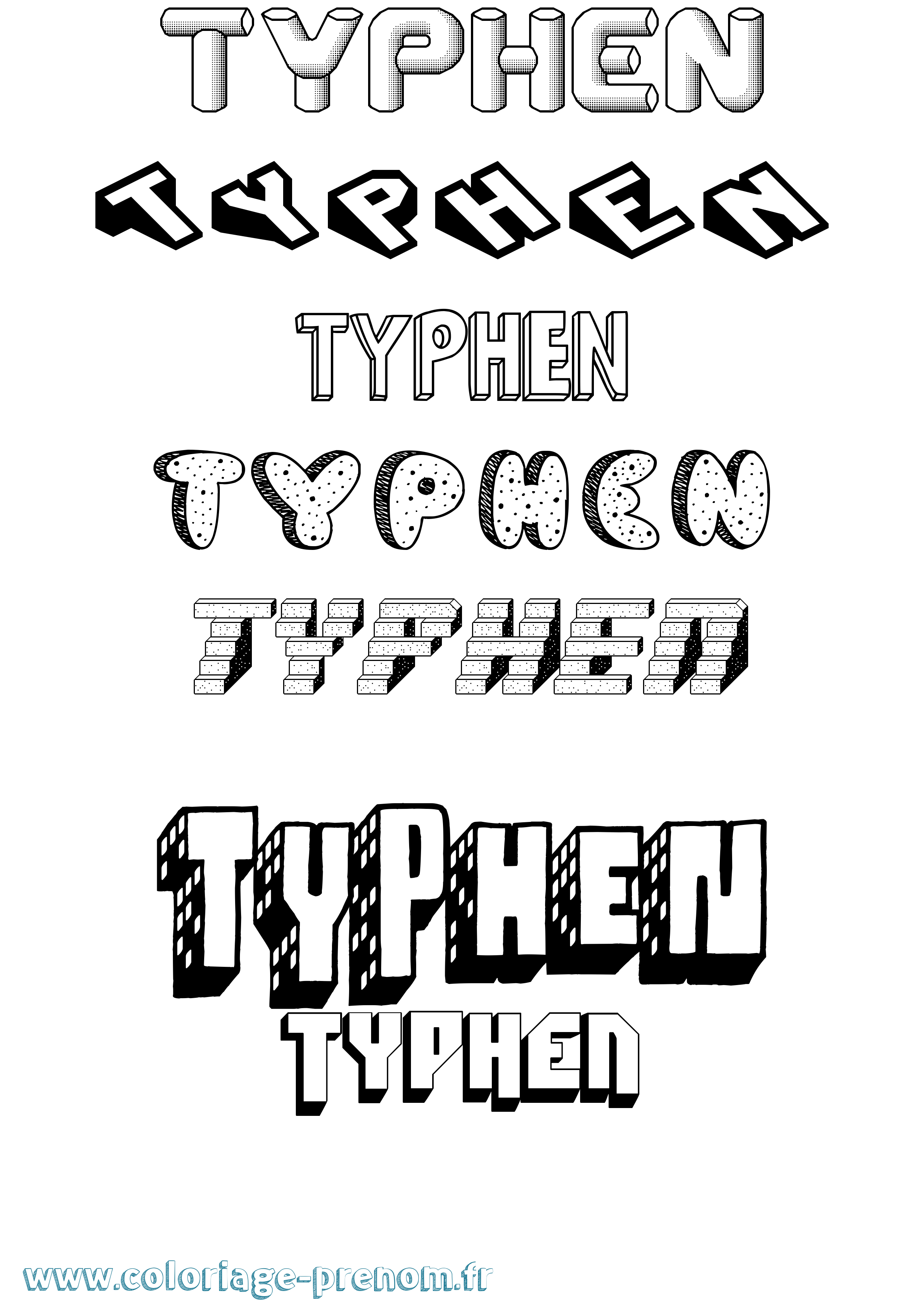 Coloriage Typhen Effet 3D Coloriage prénom Typhen Effet 3D