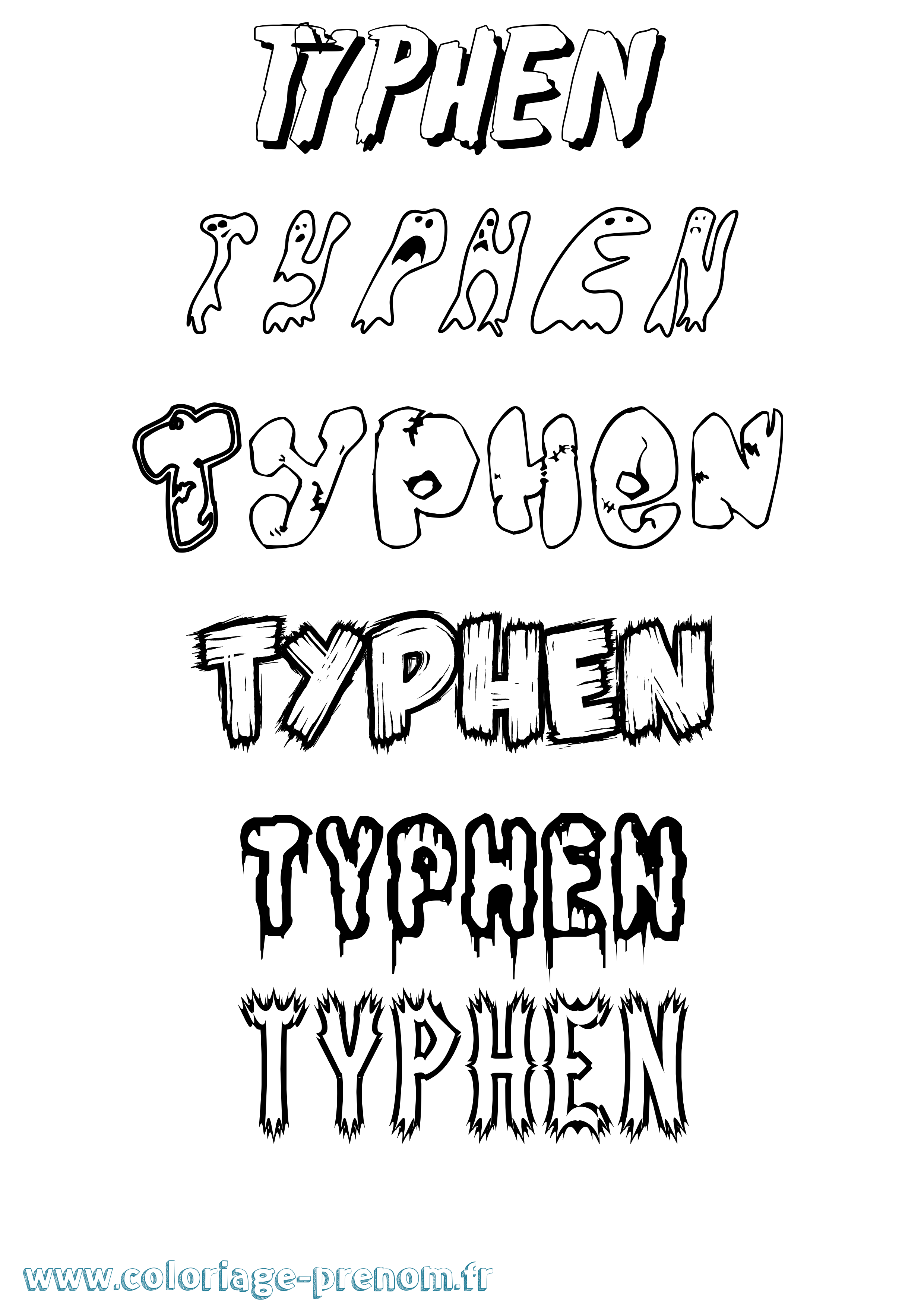 Coloriage Typhen Frisson Coloriage prénom Typhen Frisson