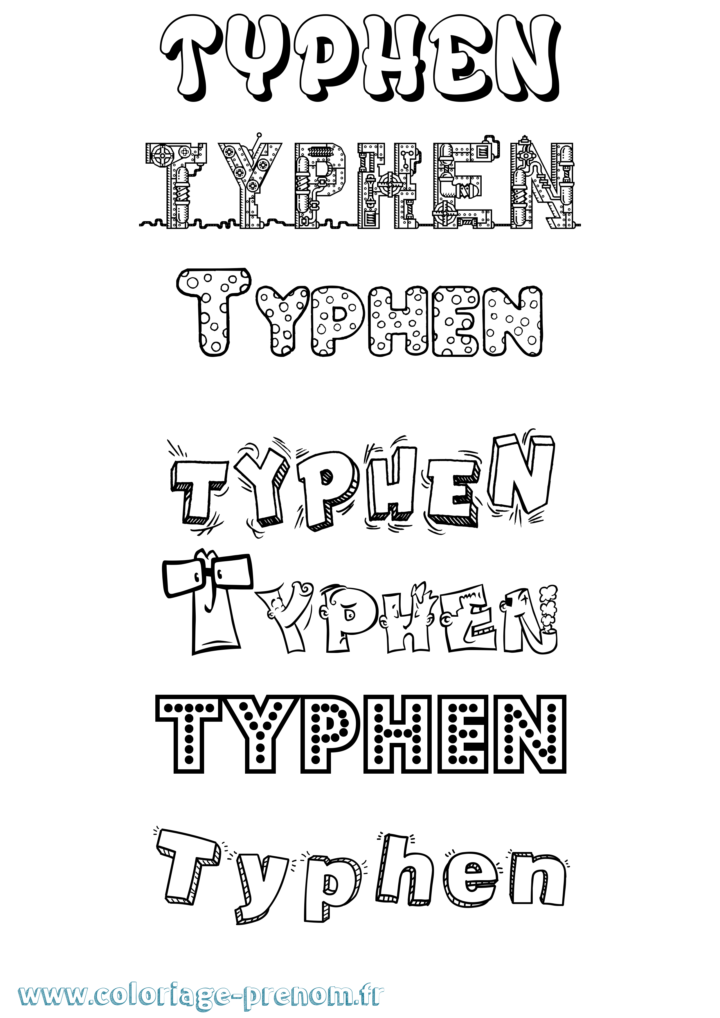 Coloriage Typhen Fun Coloriage prénom Typhen Fun