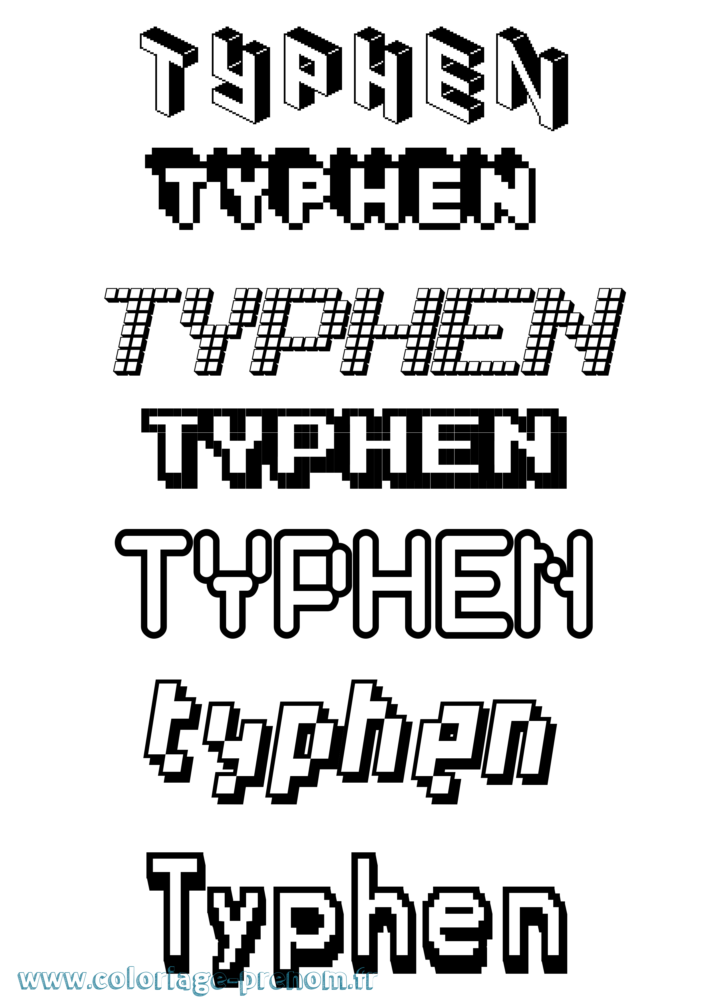 Coloriage Typhen Pixel Coloriage prénom Typhen Pixel