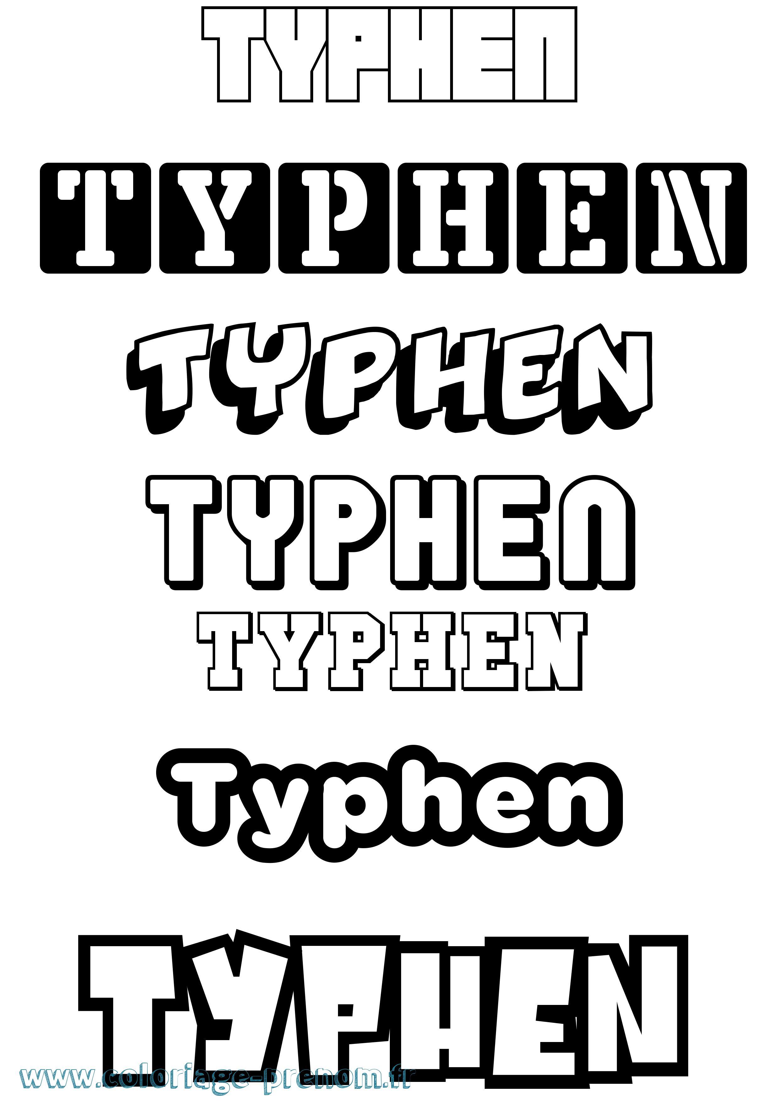 Coloriage Typhen Simple Coloriage prénom Typhen Simple