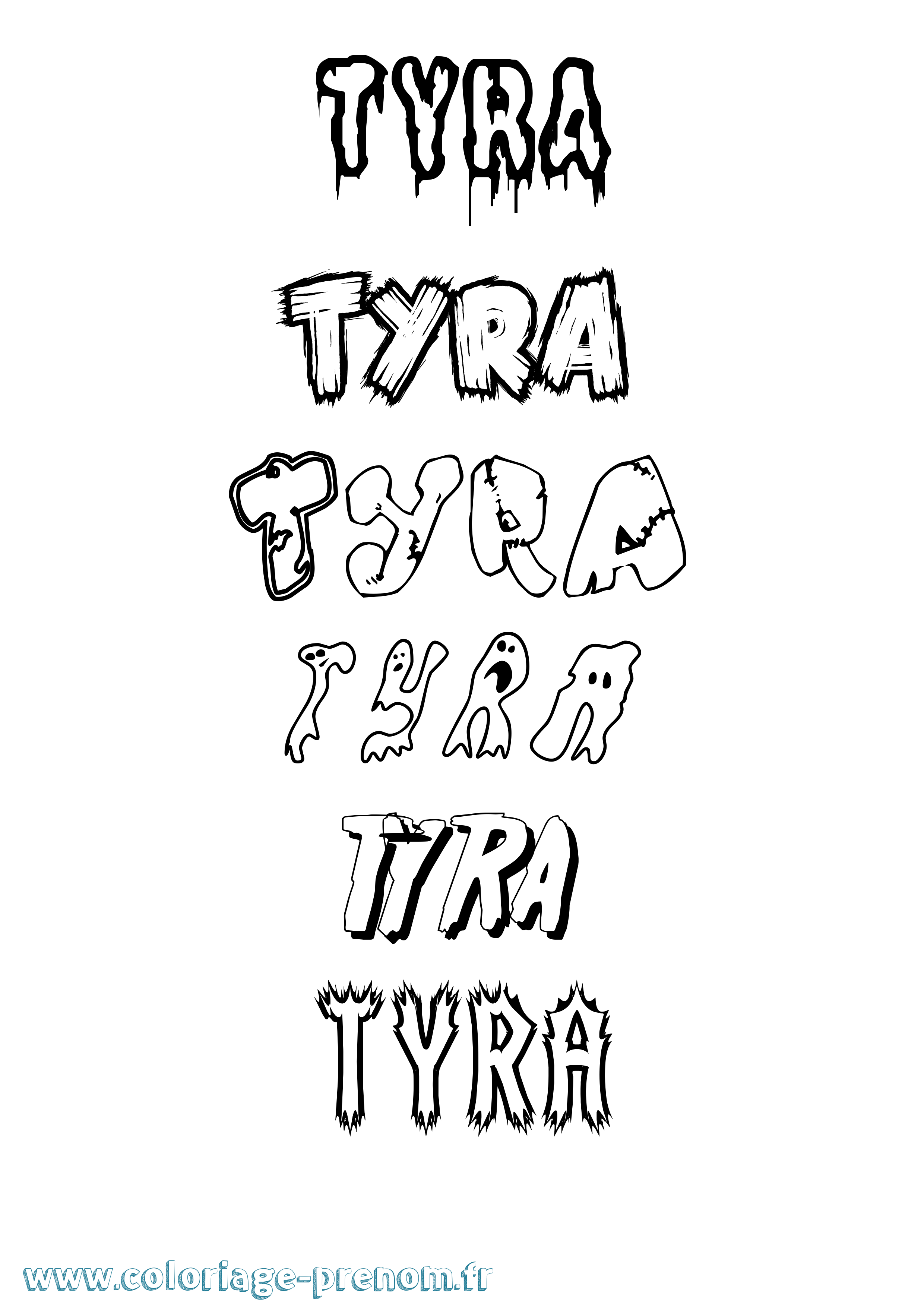 Coloriage prénom Tyra Frisson
