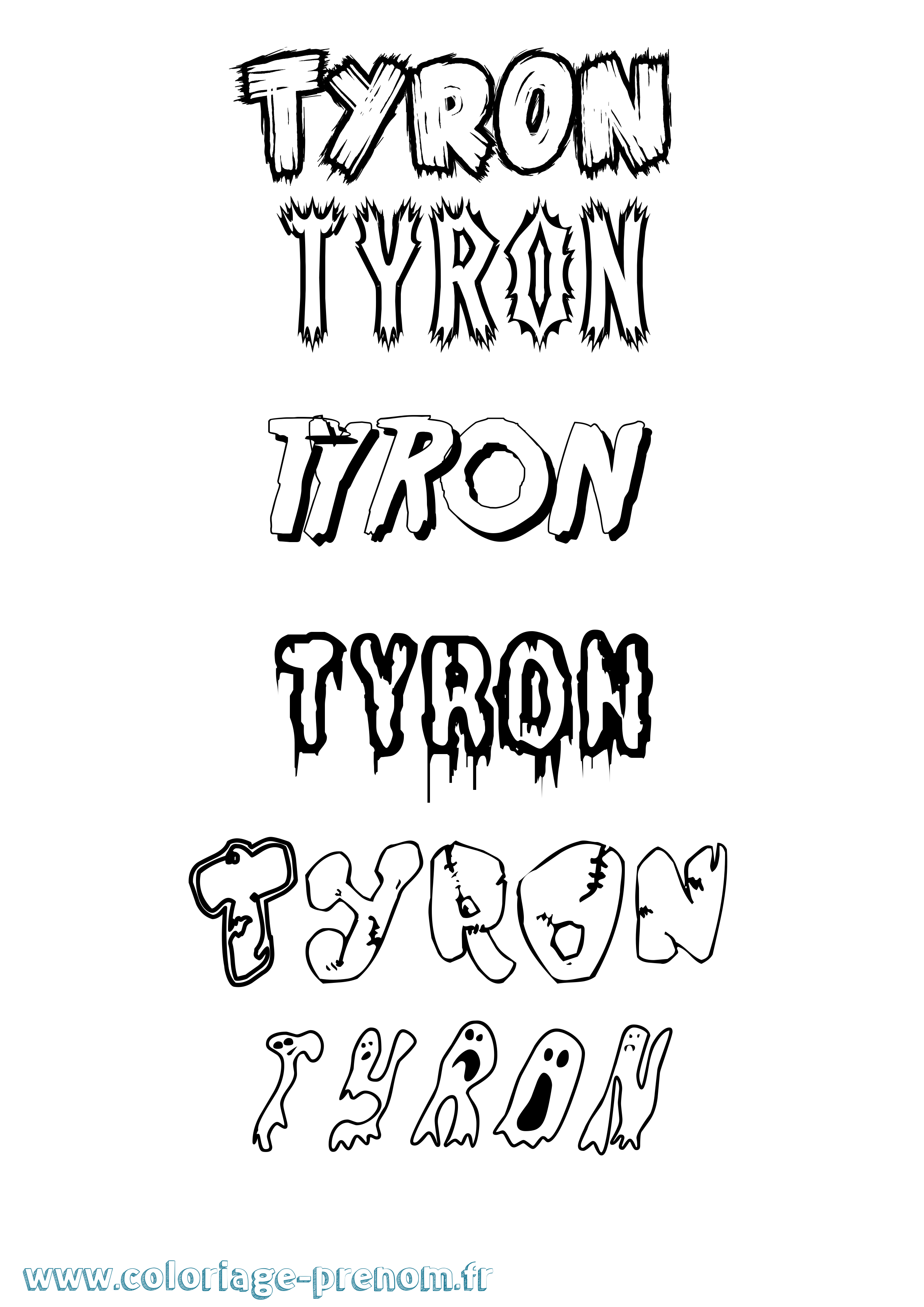 Coloriage prénom Tyron Frisson
