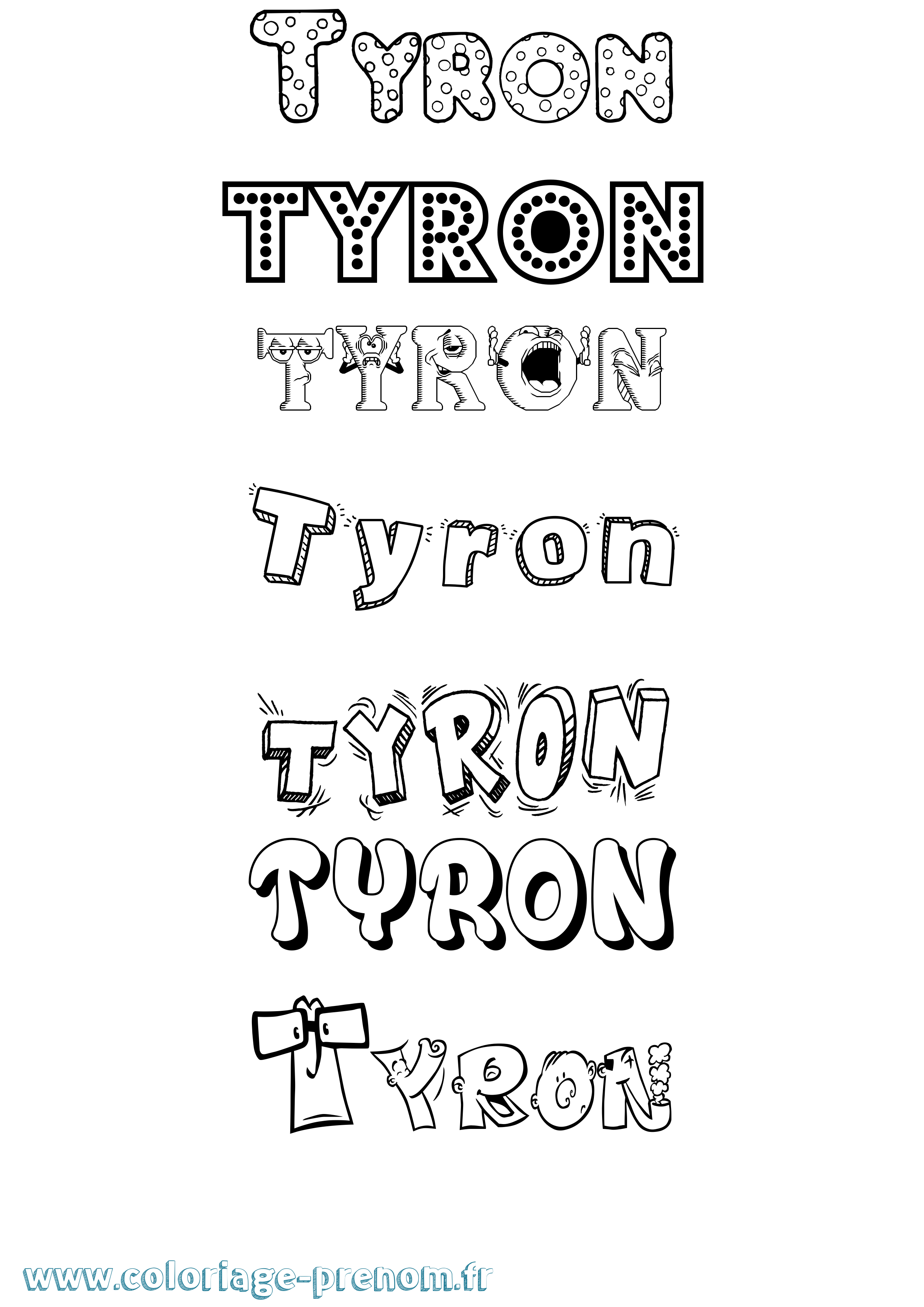 Coloriage prénom Tyron Fun