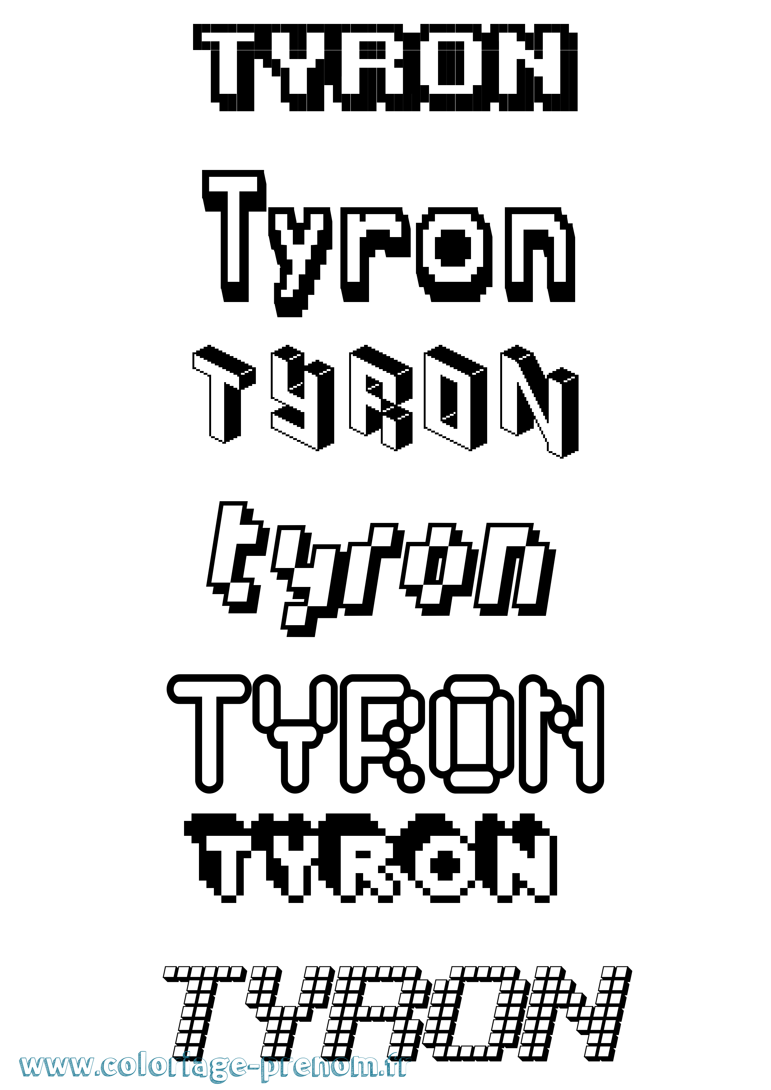 Coloriage prénom Tyron Pixel