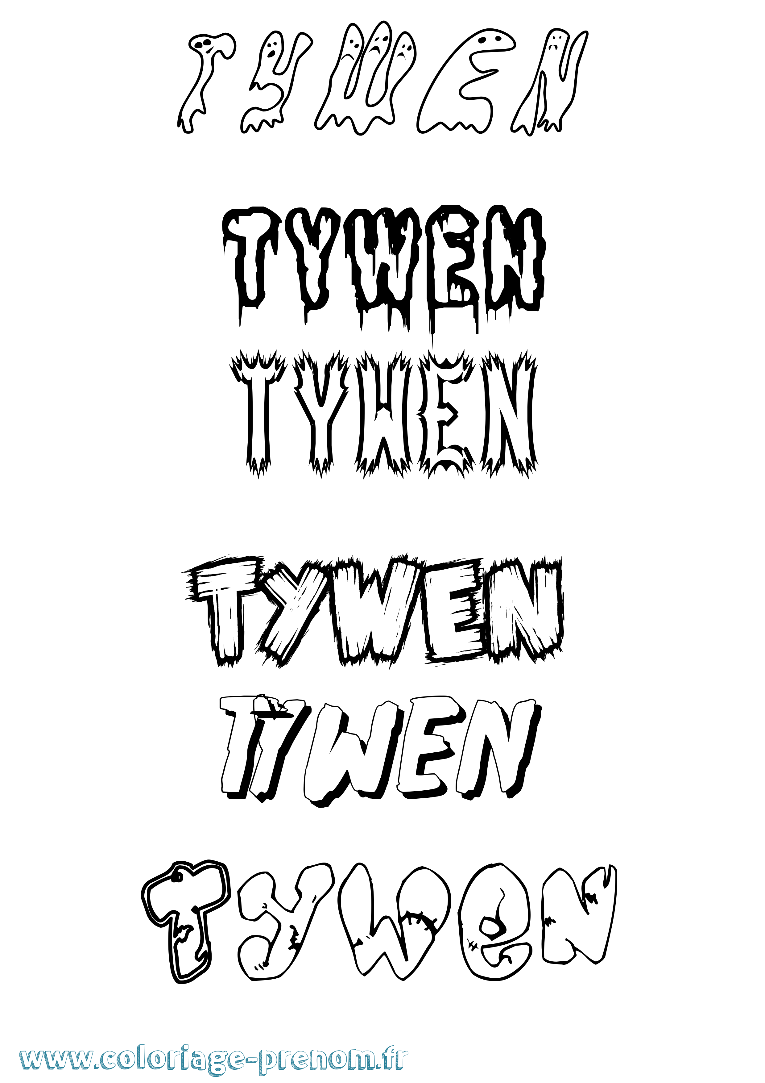 Coloriage Tywen Frisson Coloriage prénom Tywen Frisson