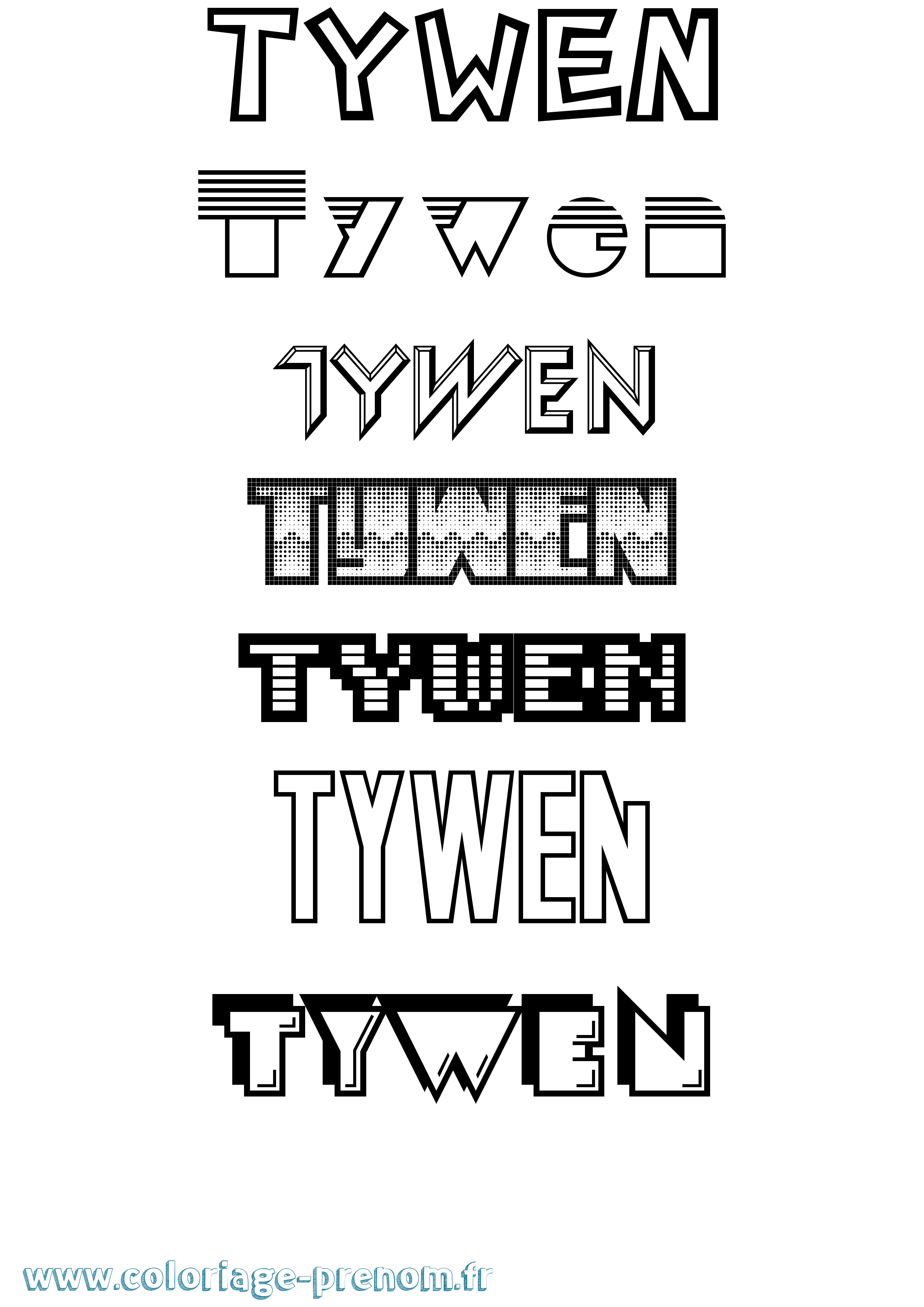 Coloriage Tywen Jeux Vidéos Coloriage prénom Tywen Jeux Vidéos