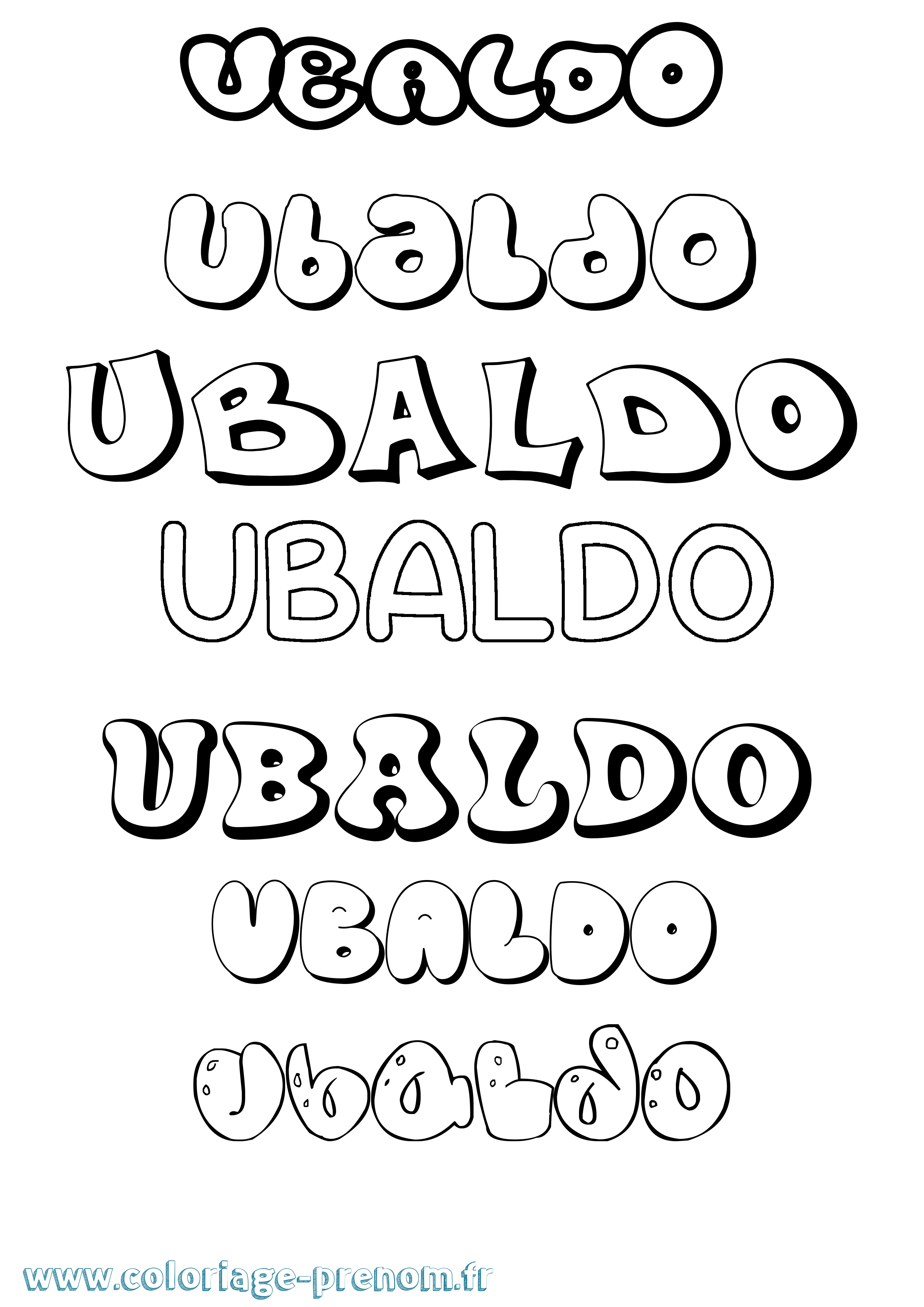 Coloriage Ubaldo Bubble Coloriage prénom Ubaldo Bubble