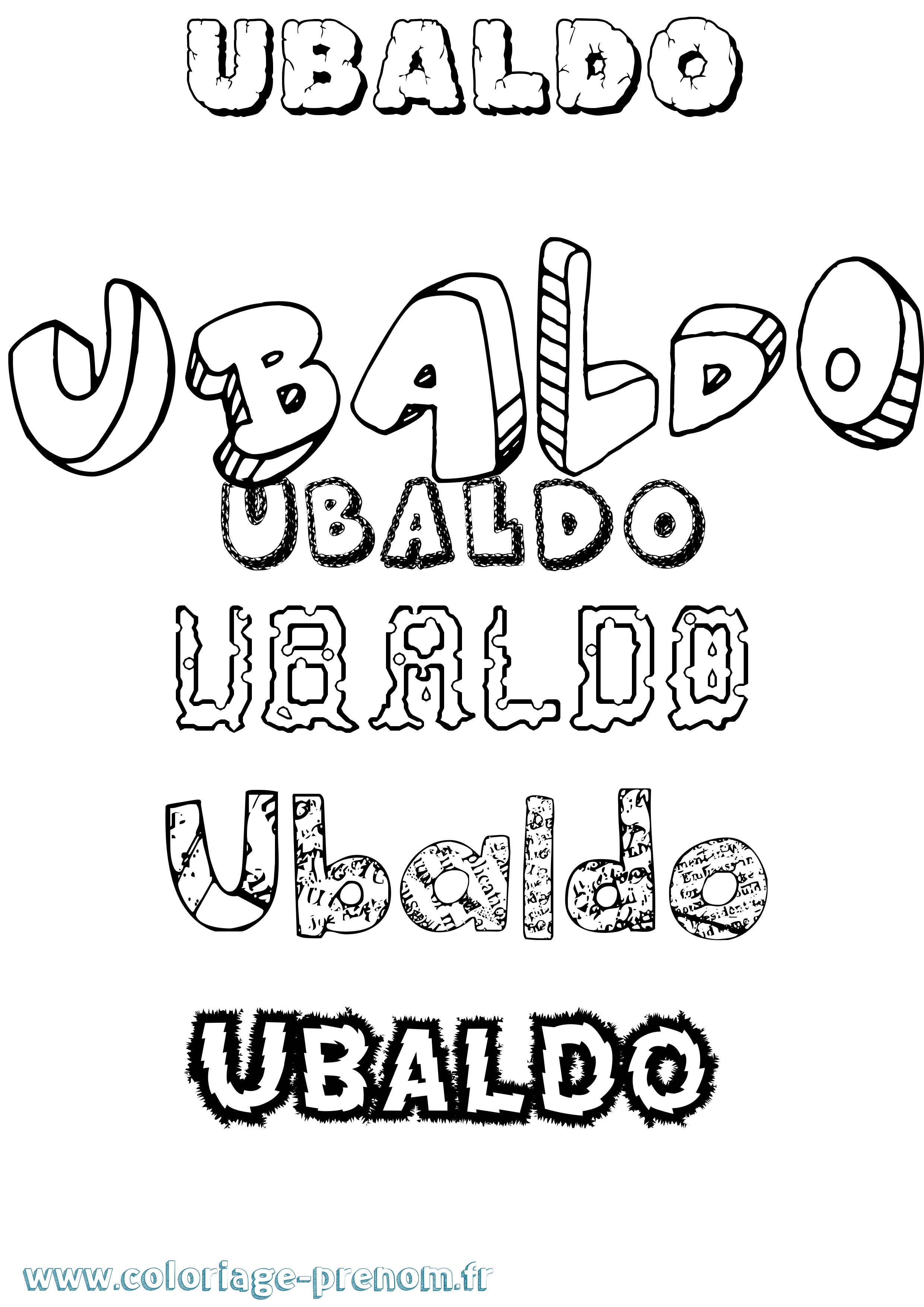Coloriage Ubaldo Destructuré Coloriage prénom Ubaldo Destructuré