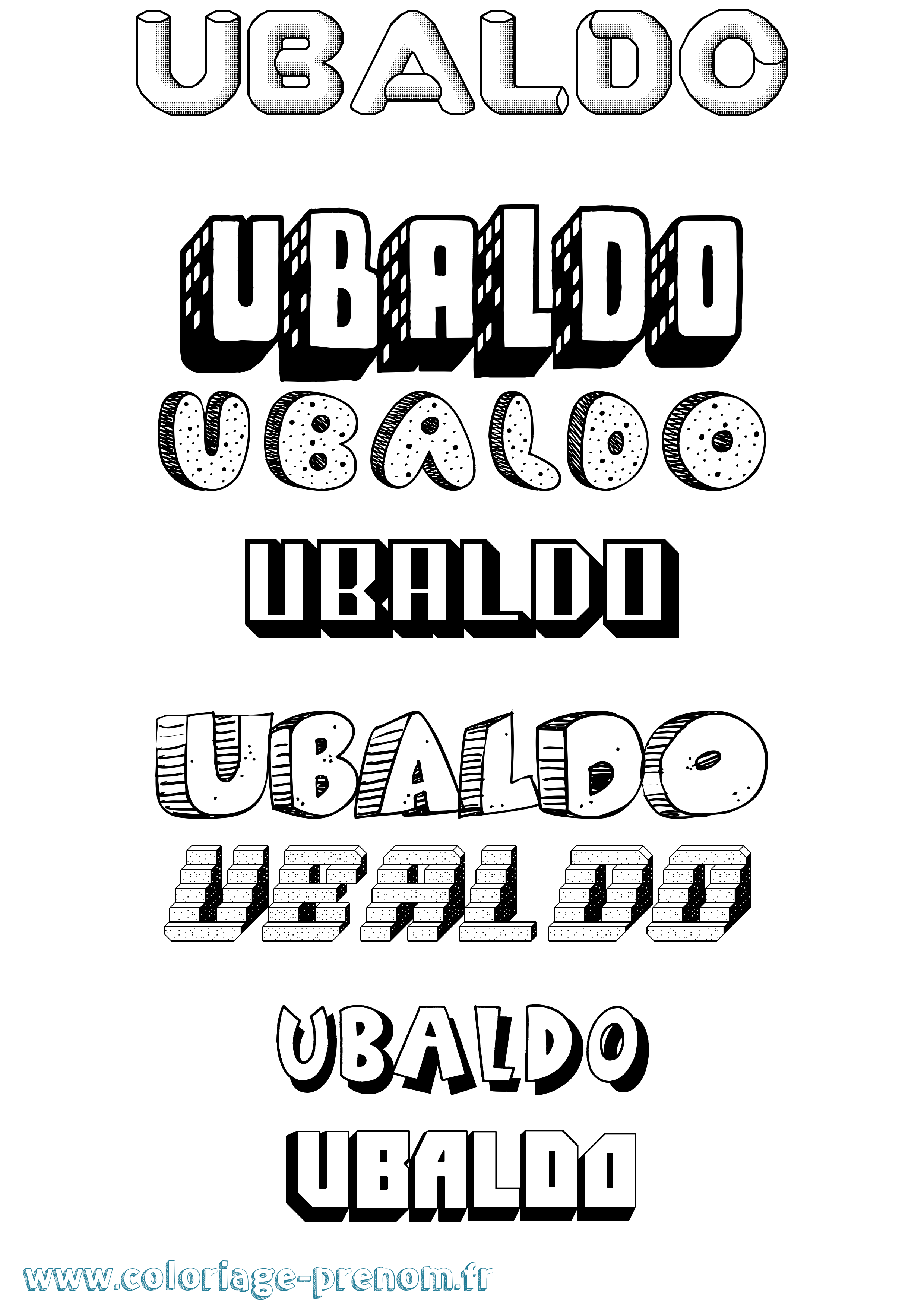 Coloriage Ubaldo Effet 3D Coloriage prénom Ubaldo Effet 3D
