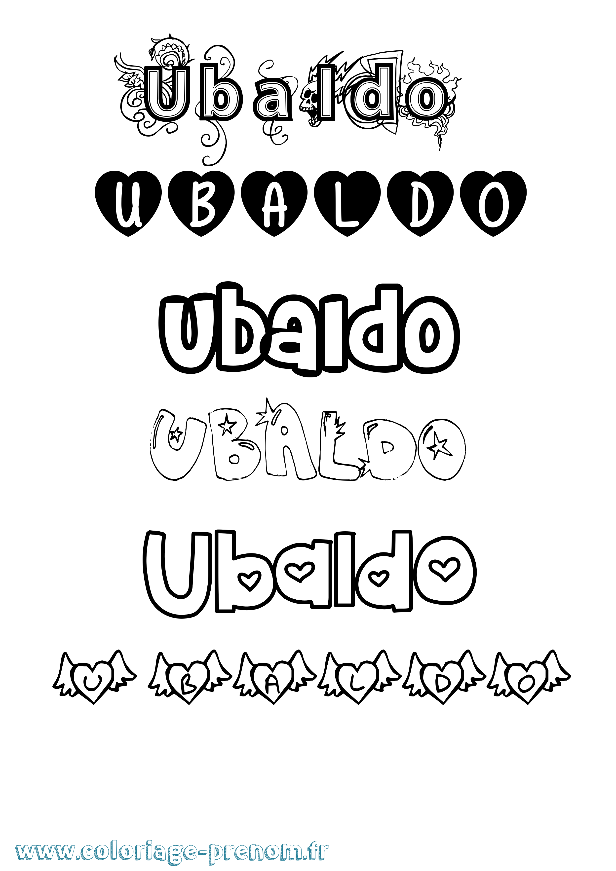 Coloriage Ubaldo Girly Coloriage prénom Ubaldo Girly