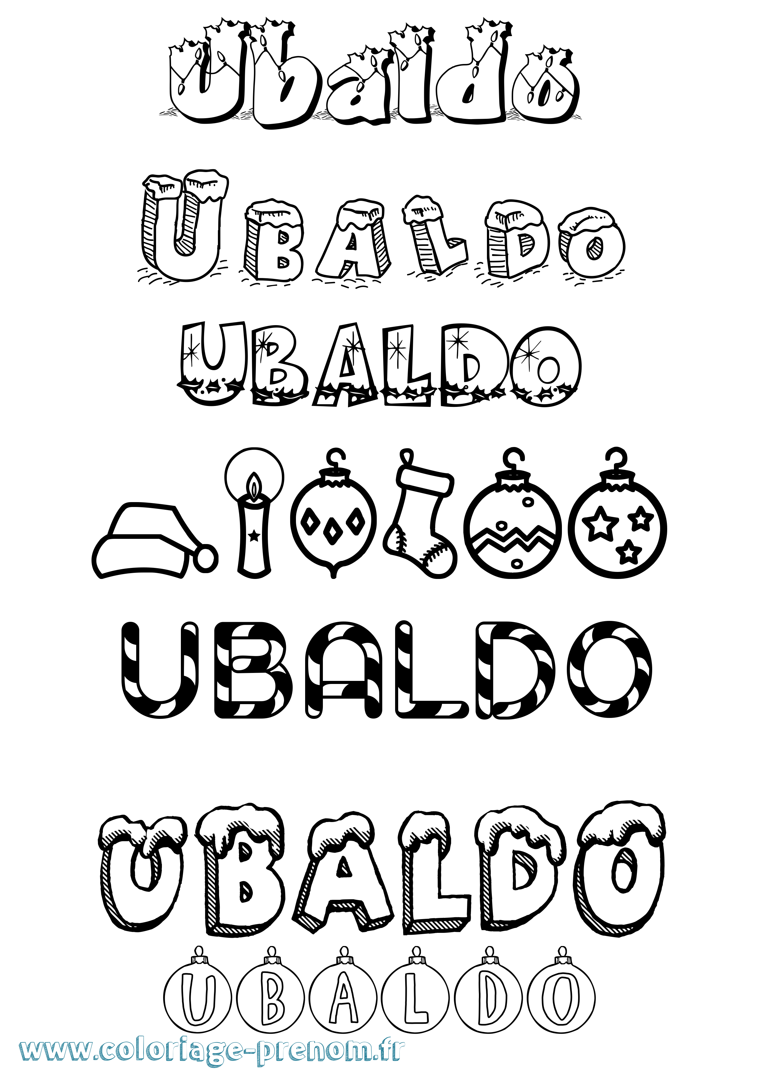Coloriage Ubaldo Noël Coloriage prénom Ubaldo Noël