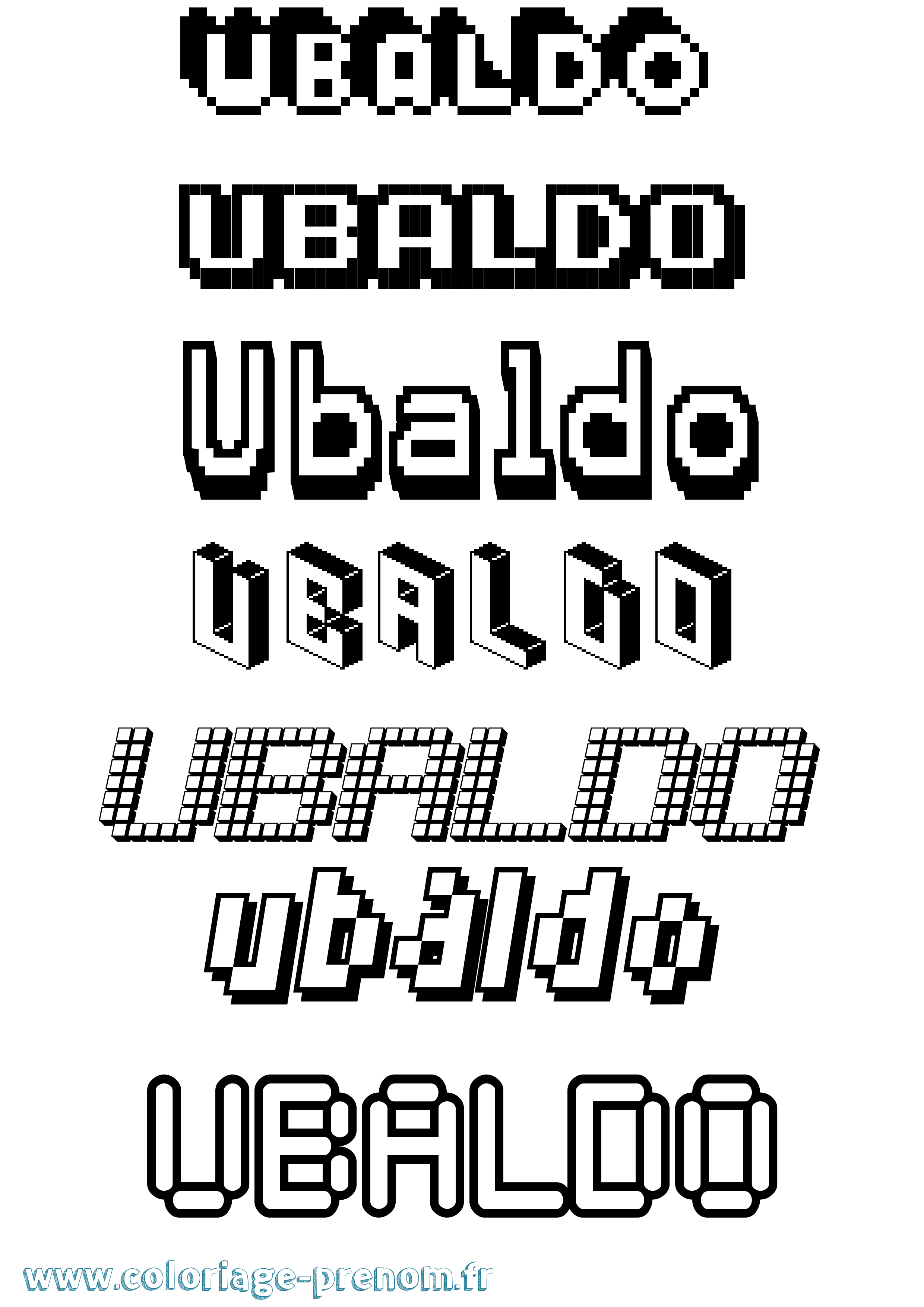 Coloriage Ubaldo Pixel Coloriage prénom Ubaldo Pixel