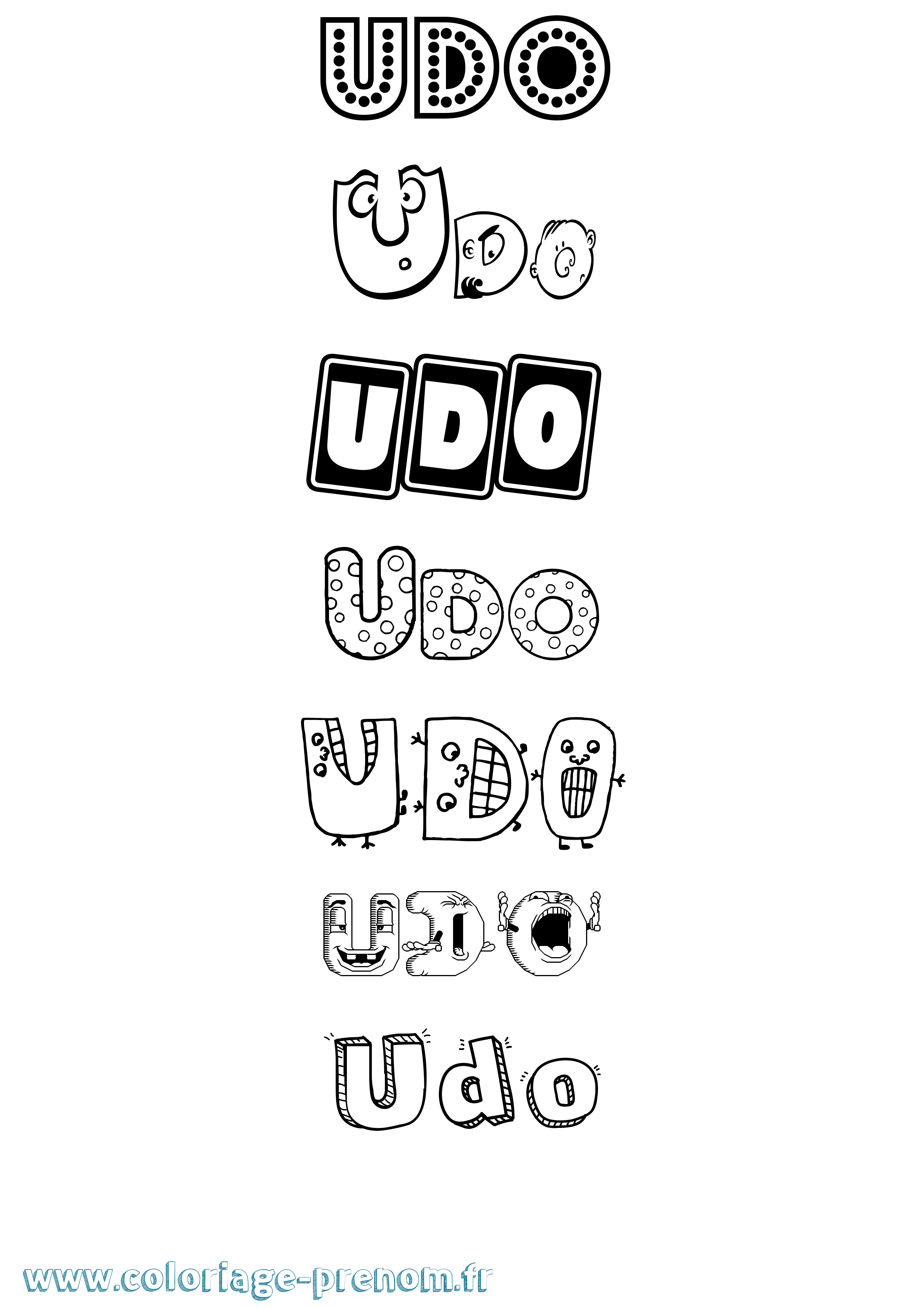 Coloriage prénom Udo Fun