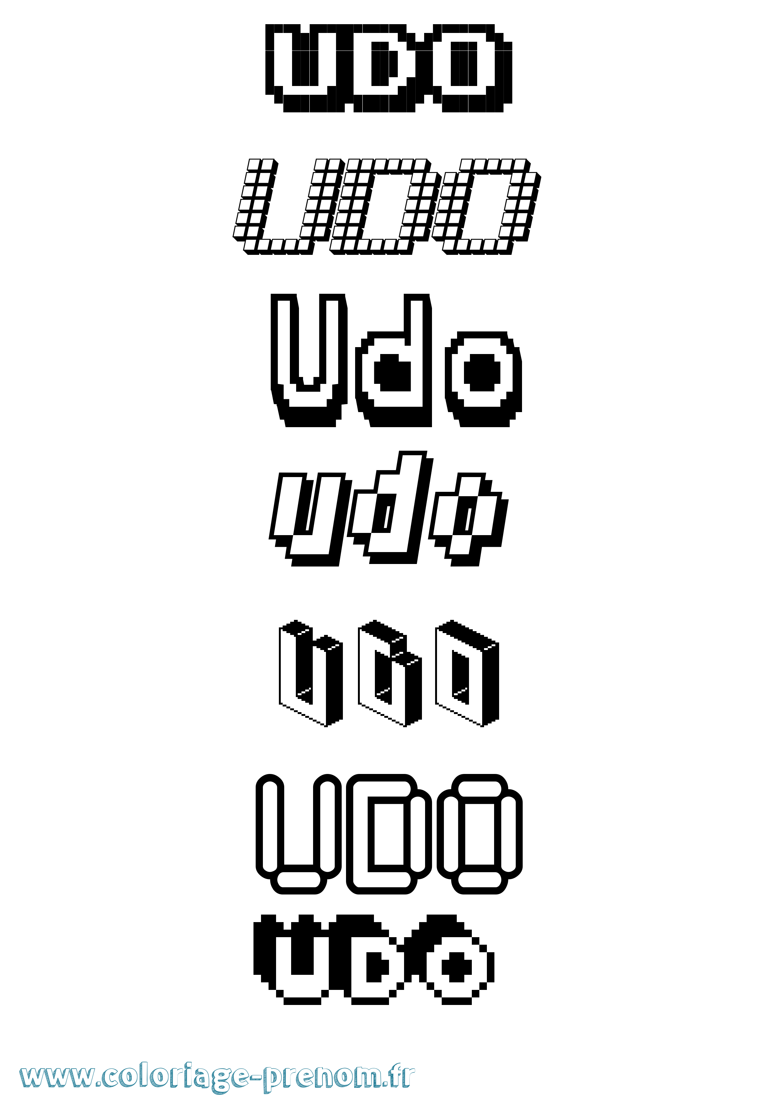 Coloriage prénom Udo Pixel