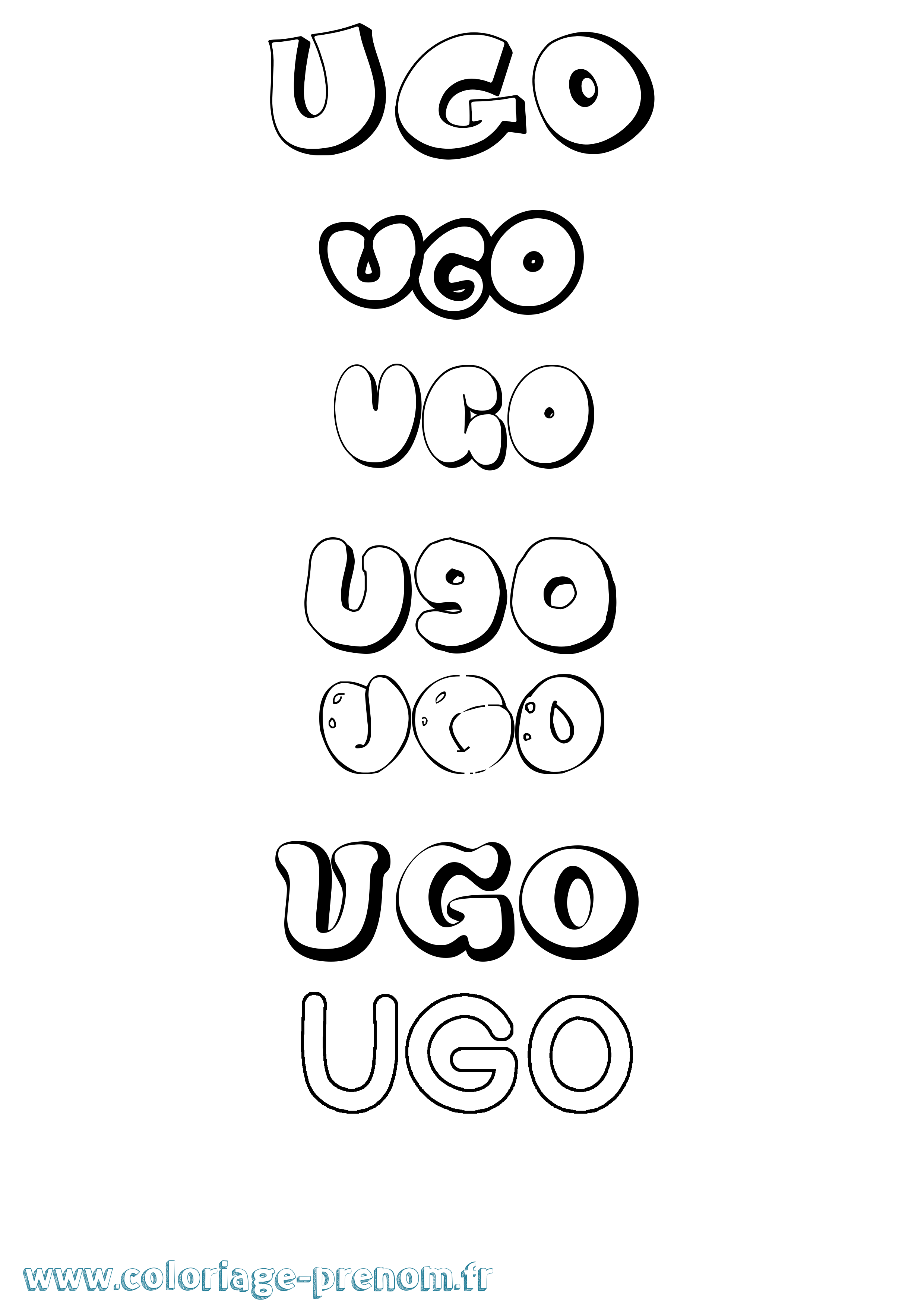 Coloriage prénom Ugo Bubble
