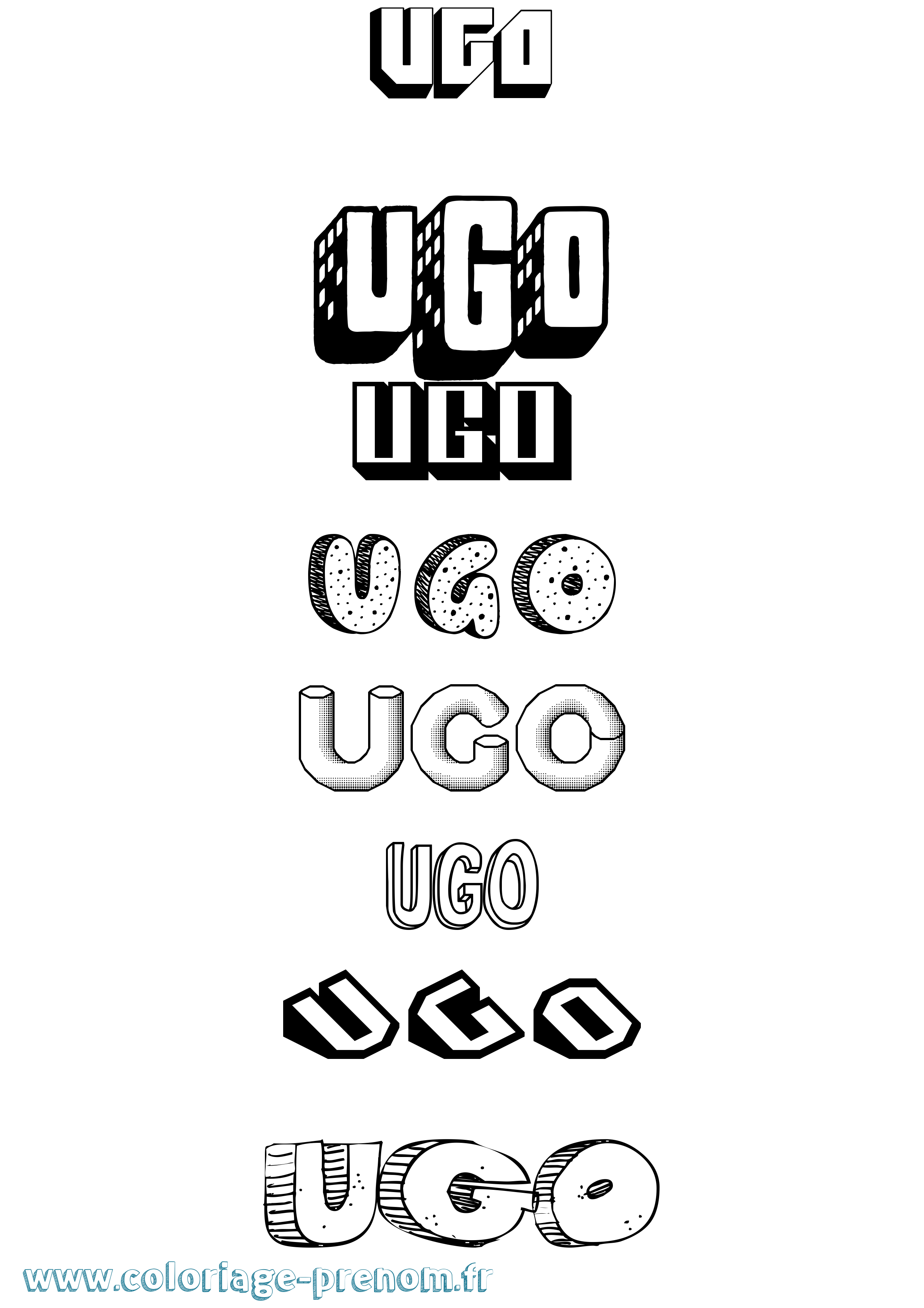 Coloriage prénom Ugo Effet 3D