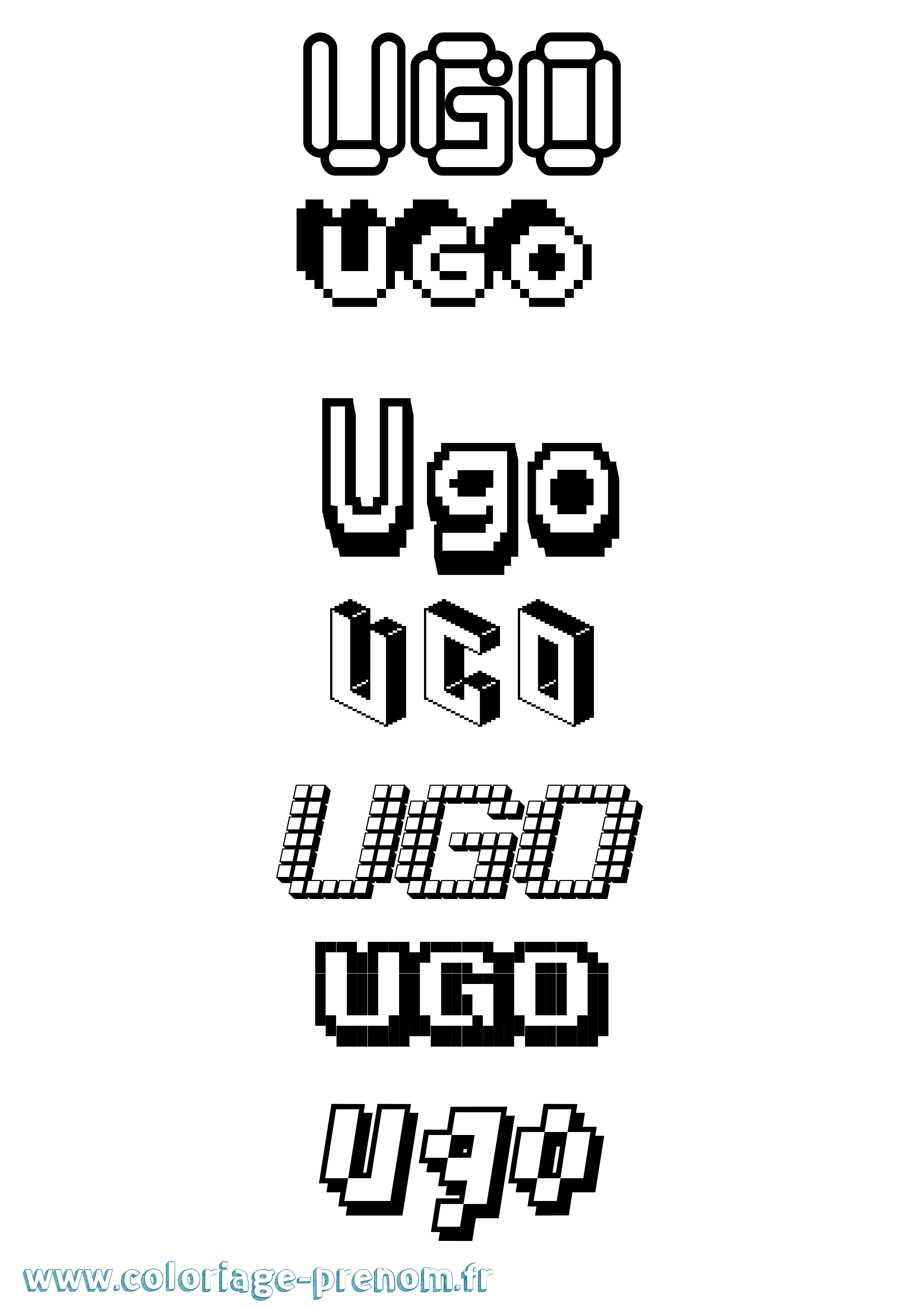 Coloriage prénom Ugo Pixel