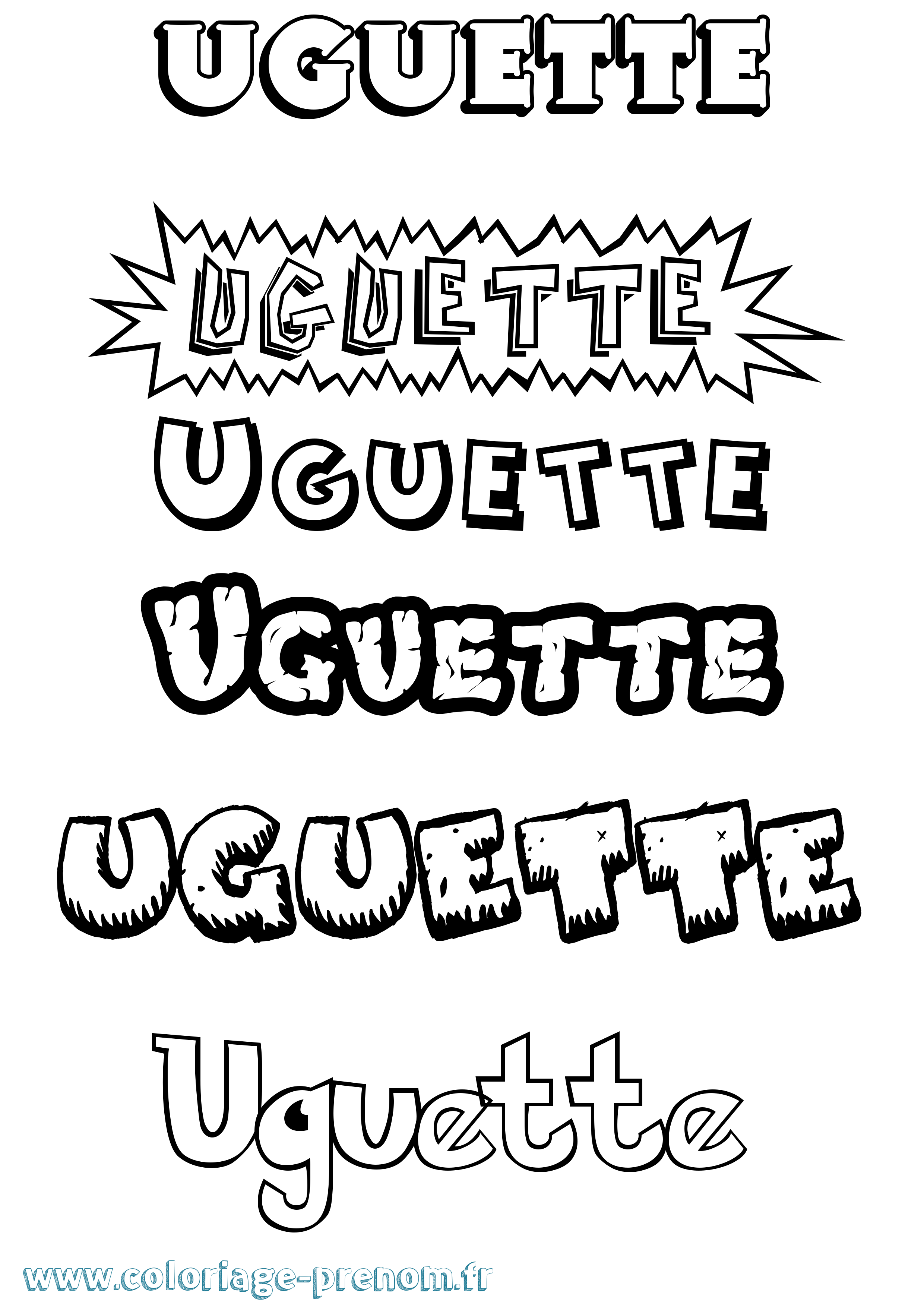 Coloriage Uguette Dessin Animé Coloriage prénom Uguette Dessin Animé