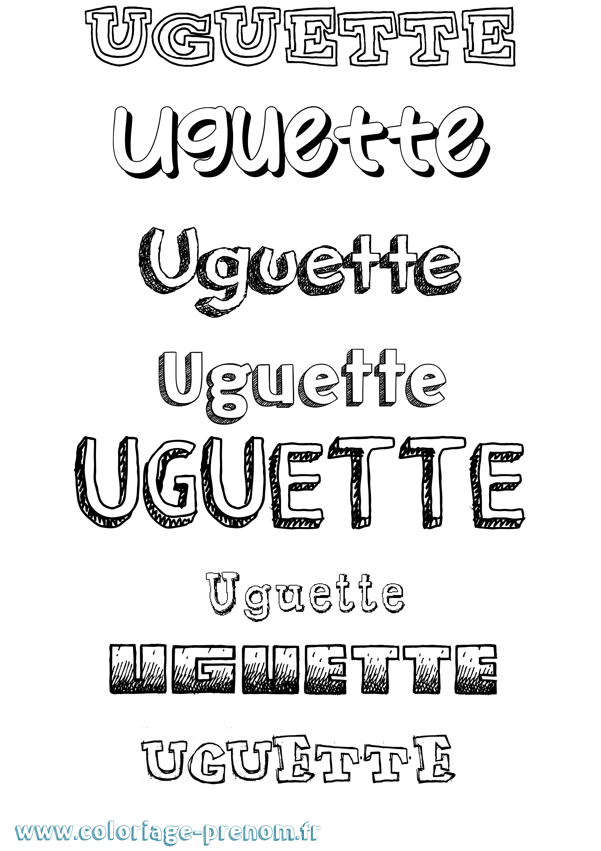 Coloriage Uguette Dessiné Coloriage prénom Uguette Dessiné