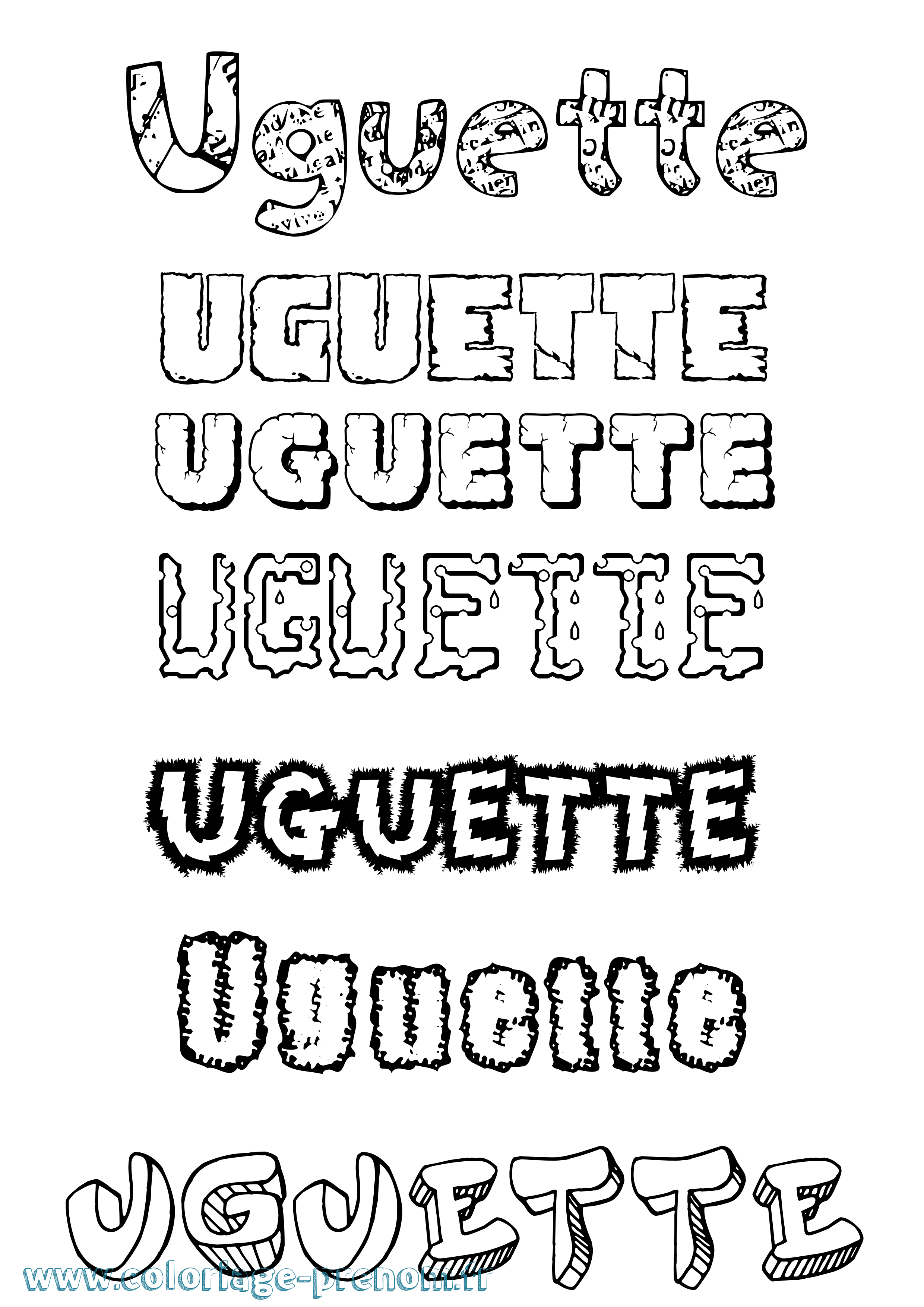Coloriage Uguette Destructuré Coloriage prénom Uguette Destructuré