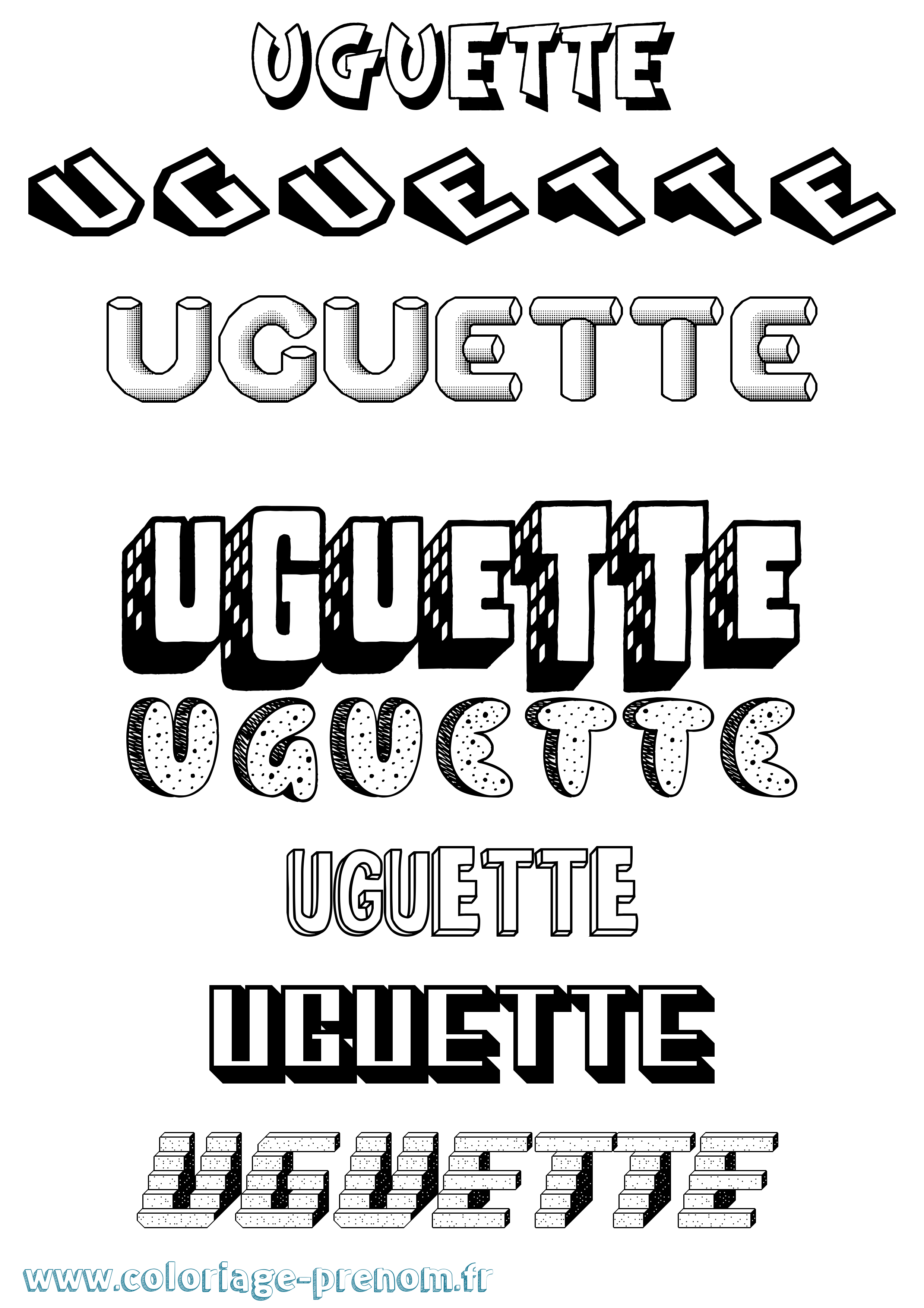 Coloriage Uguette Effet 3D Coloriage prénom Uguette Effet 3D