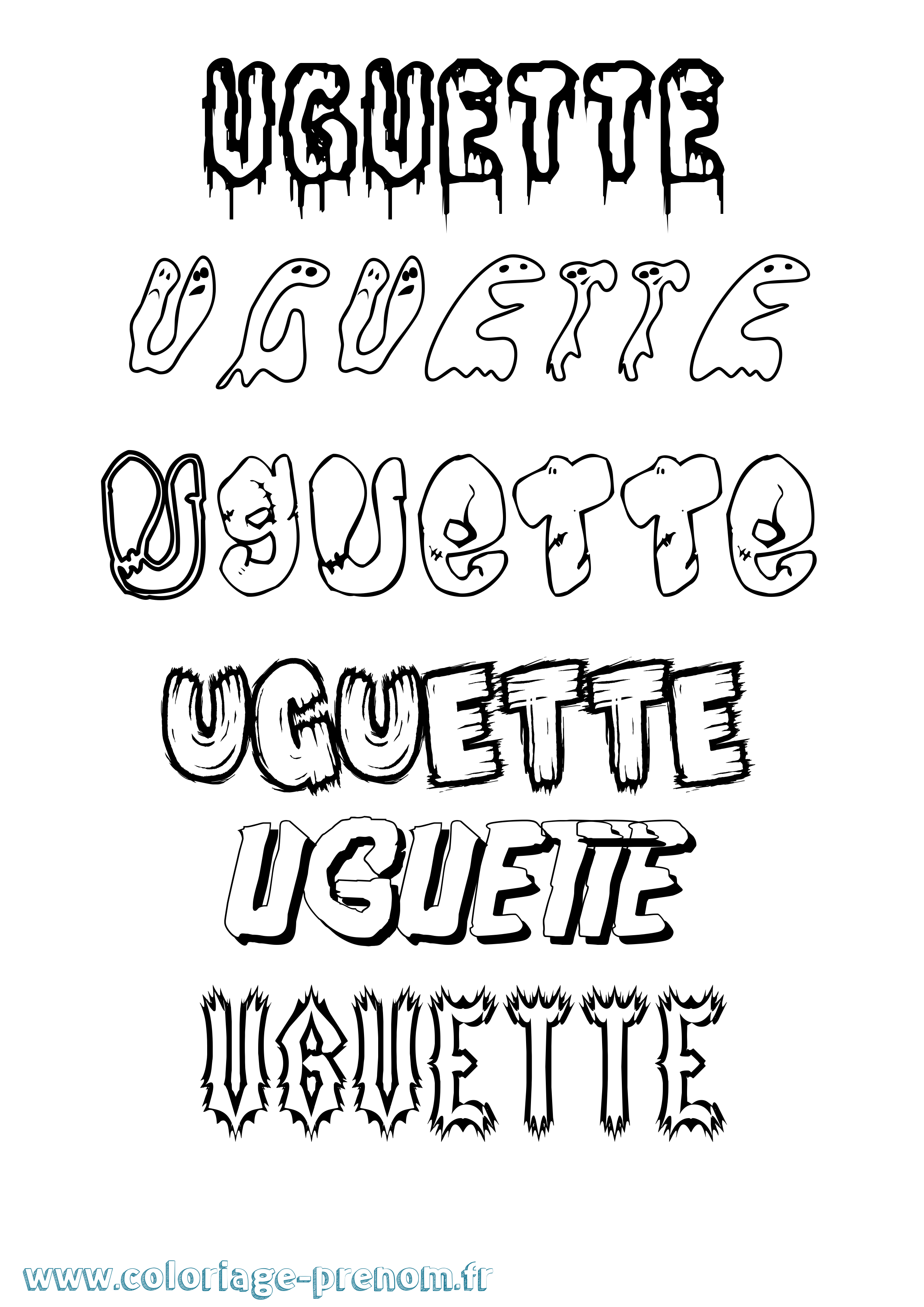 Coloriage Uguette Frisson Coloriage prénom Uguette Frisson