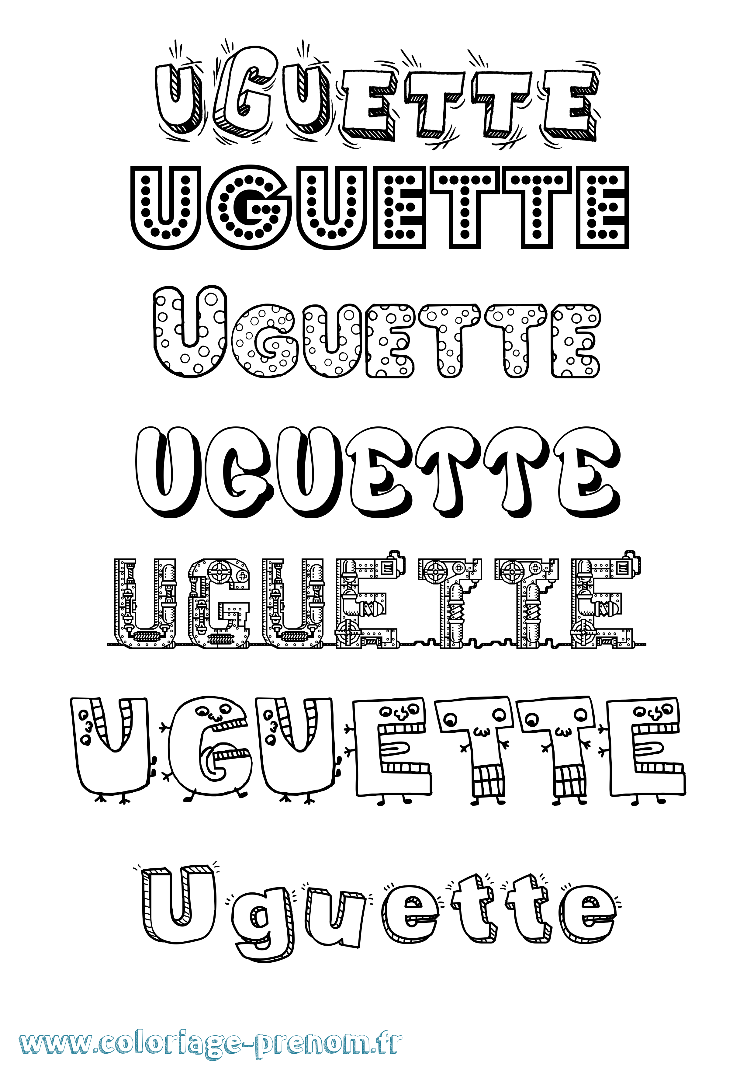 Coloriage Uguette Fun Coloriage prénom Uguette Fun
