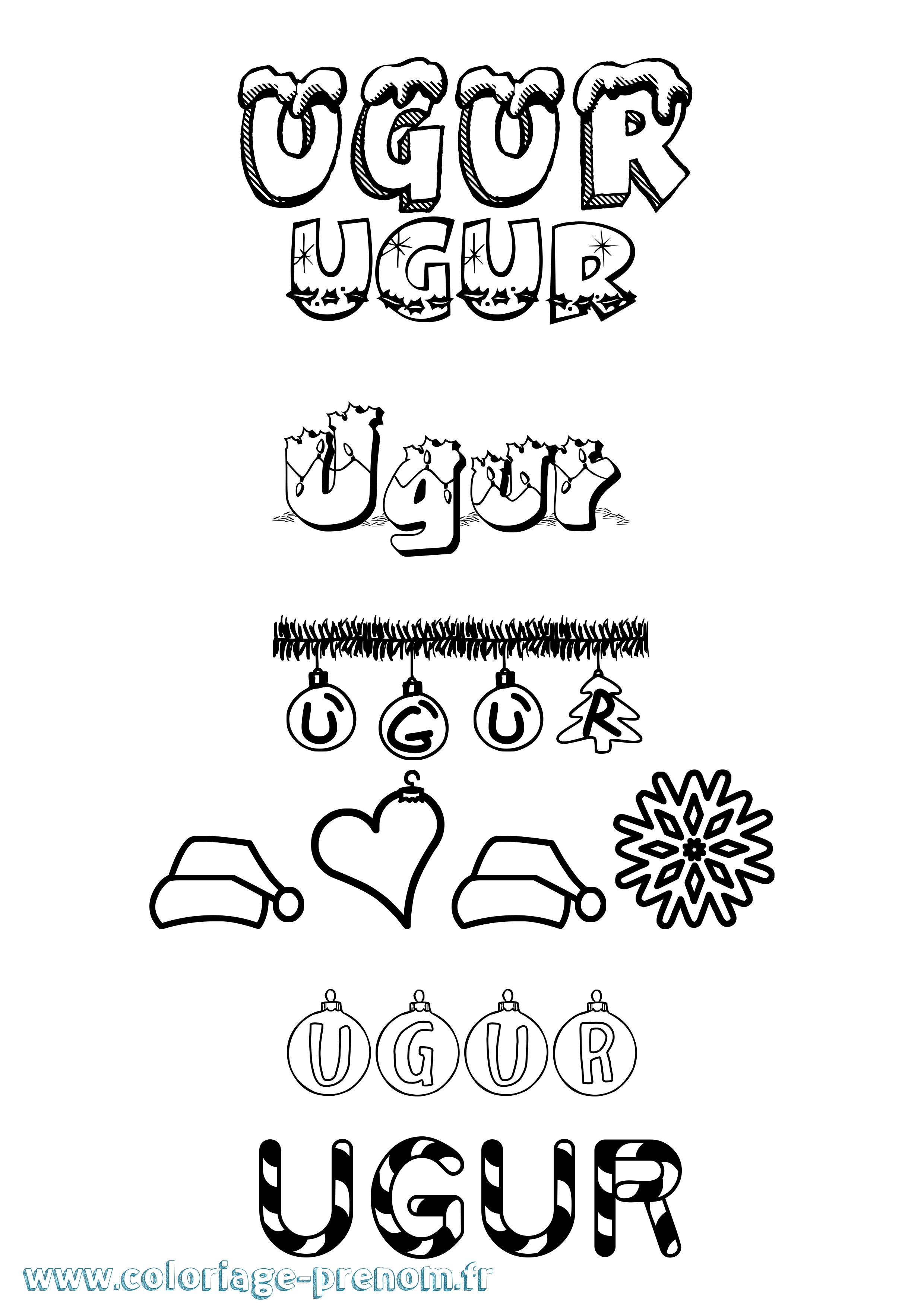Coloriage prénom Ugur Noël