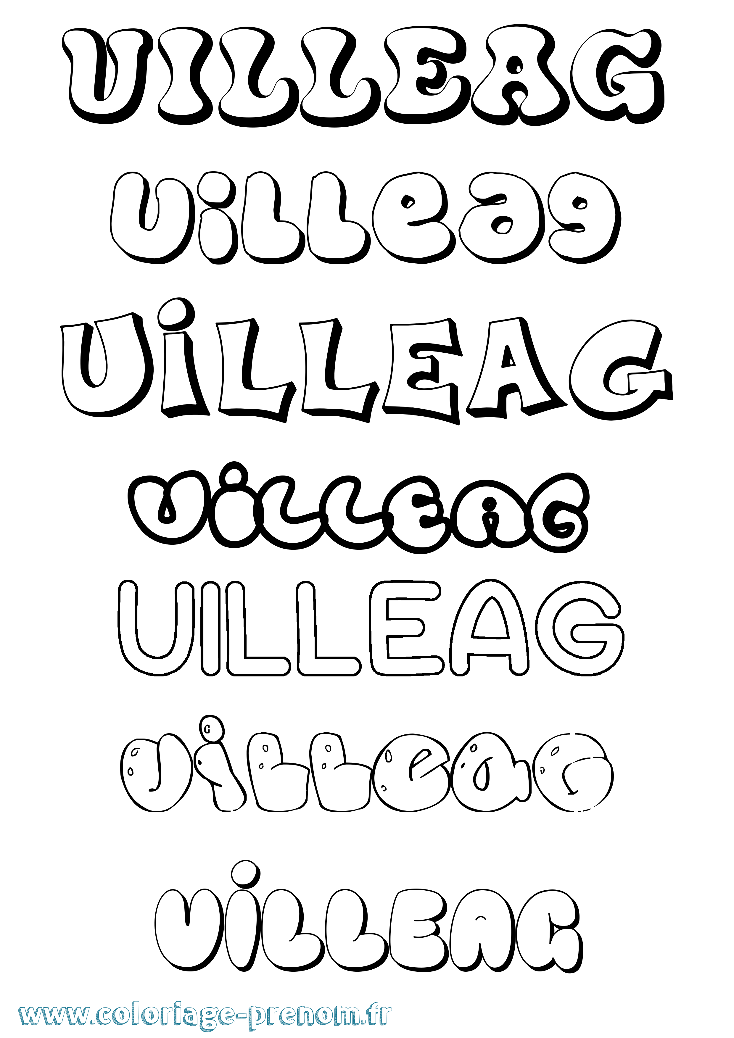 Coloriage prénom Uilleag Bubble