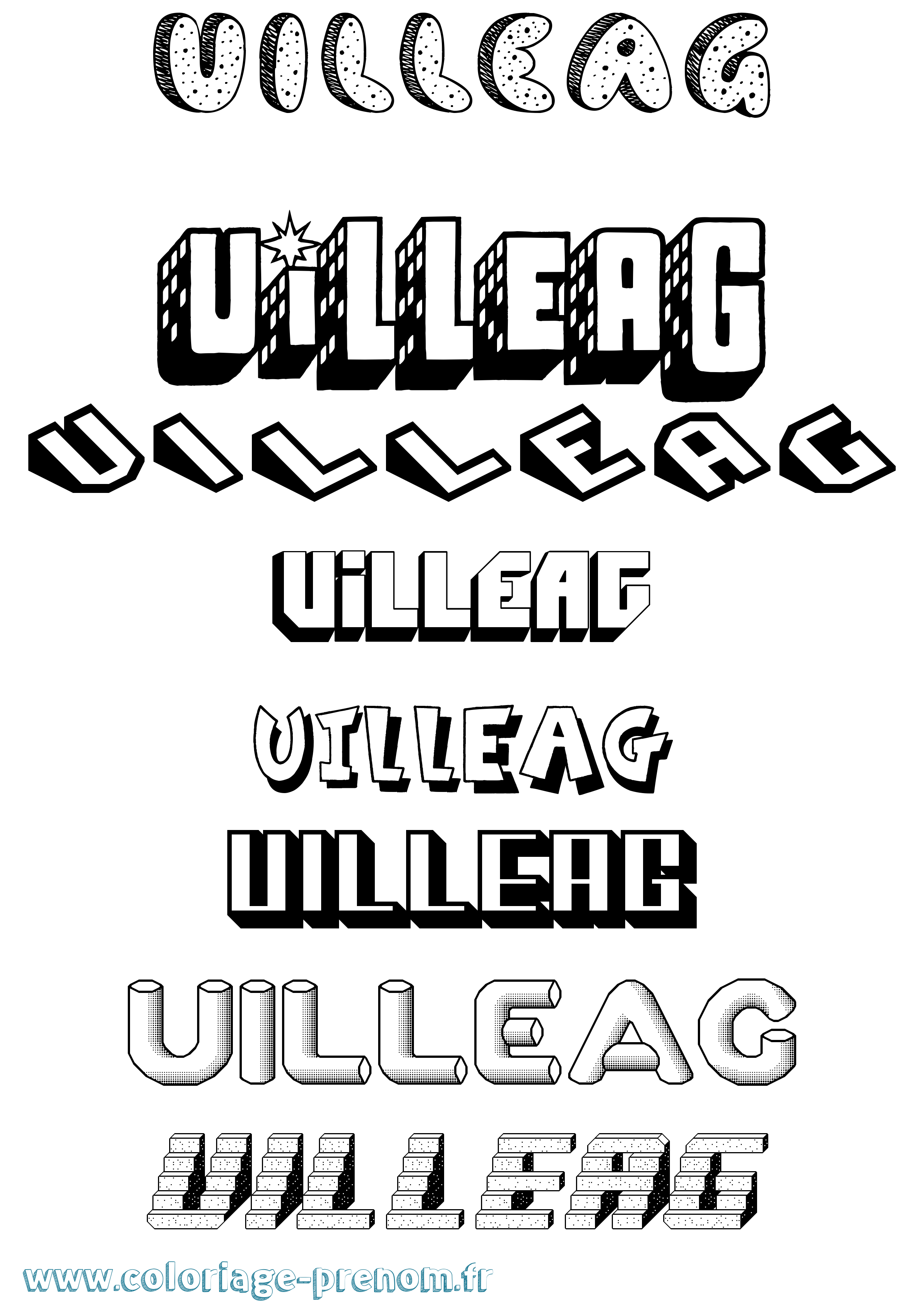Coloriage Uilleag Effet 3D Coloriage prénom Uilleag Effet 3D