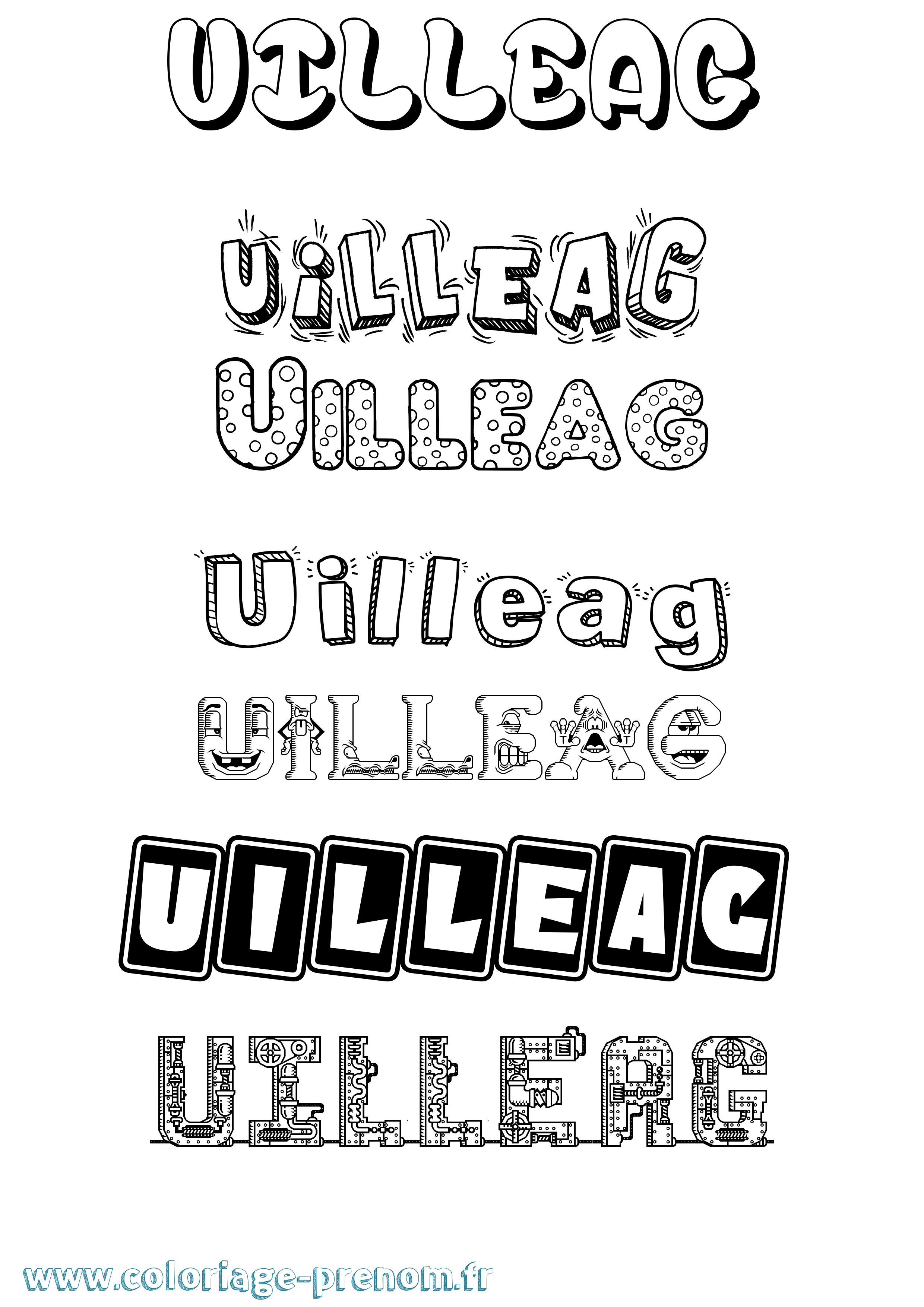 Coloriage Uilleag Fun Coloriage prénom Uilleag Fun
