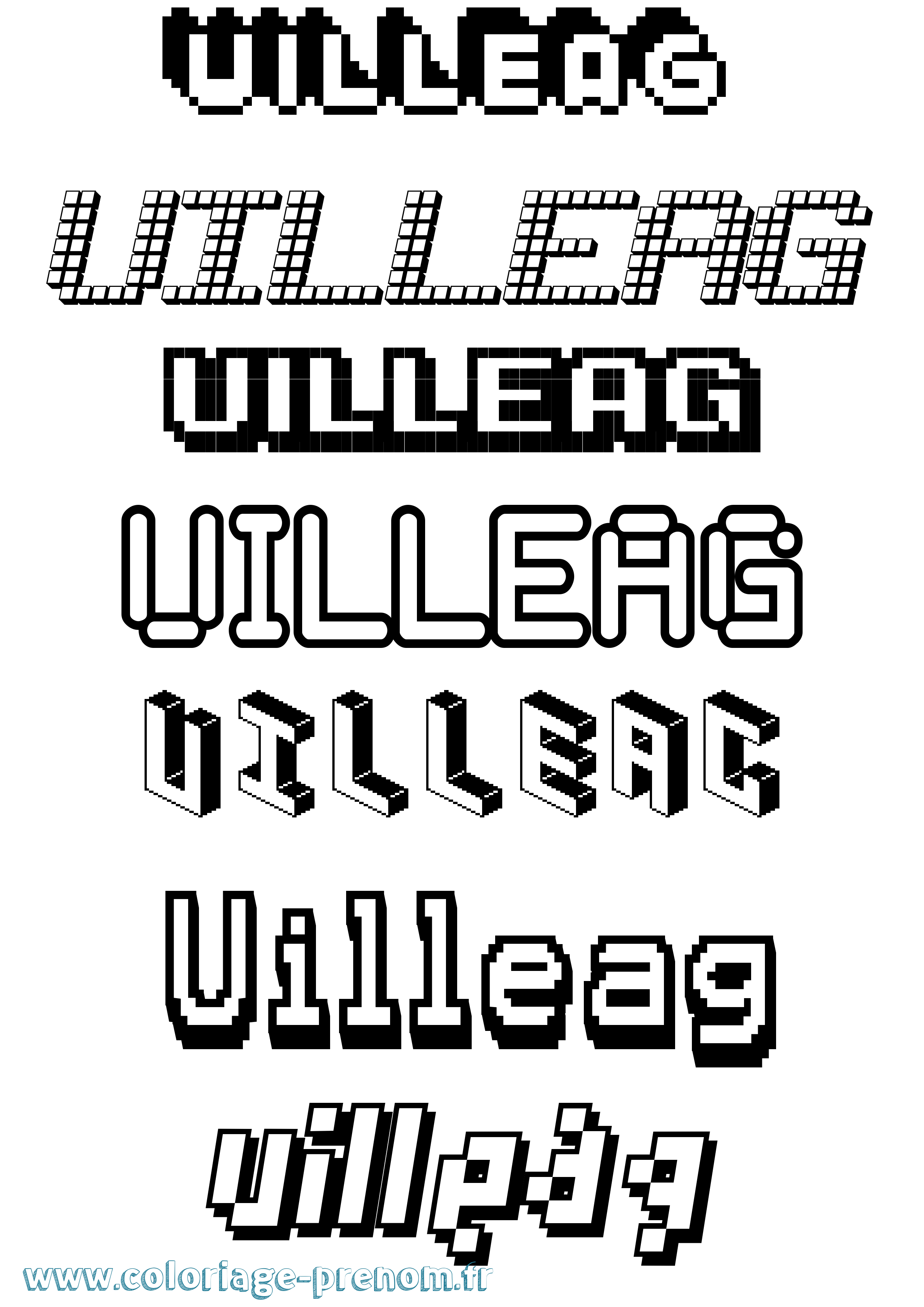 Coloriage prénom Uilleag Pixel