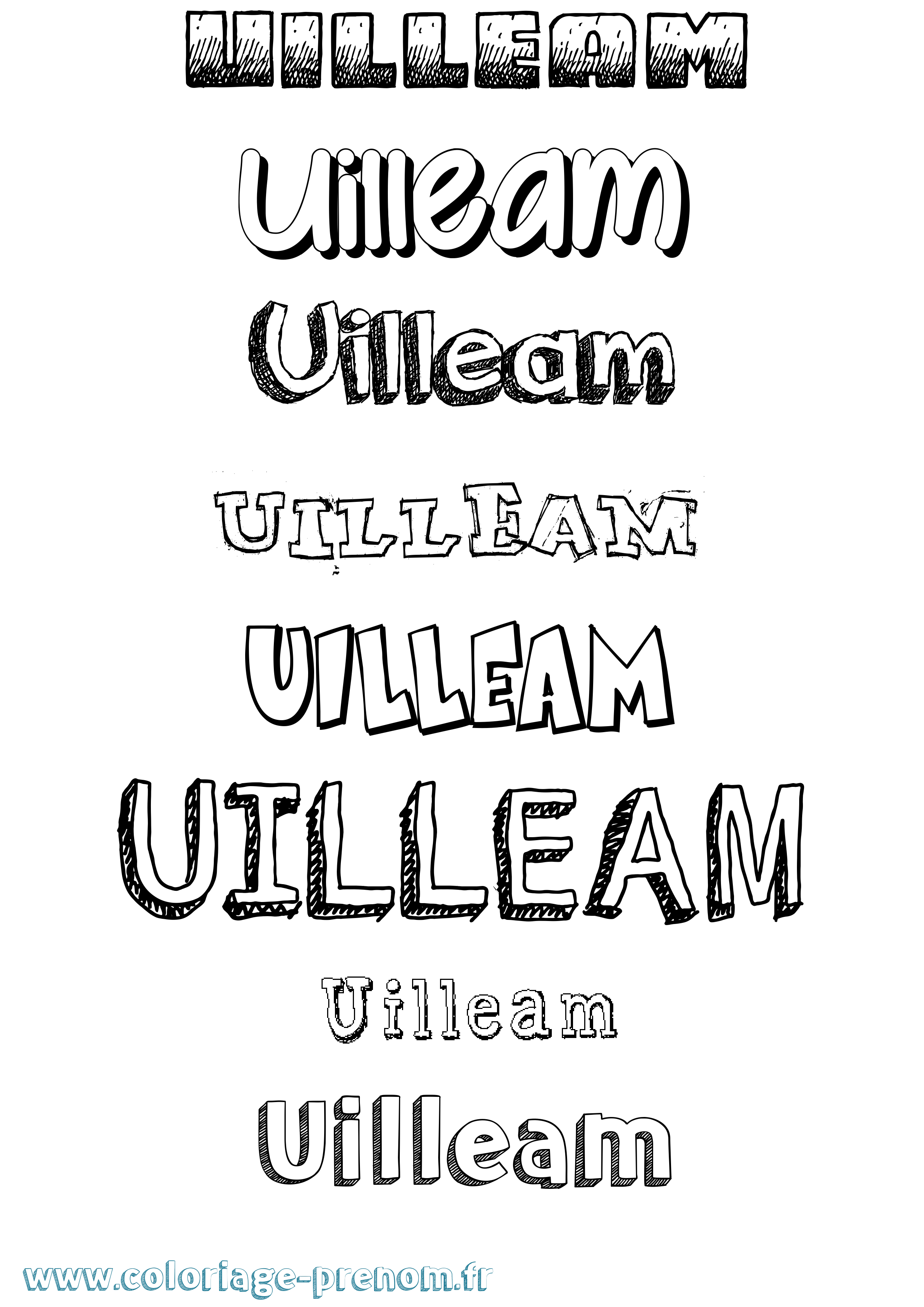 Coloriage prénom Uilleam Dessiné